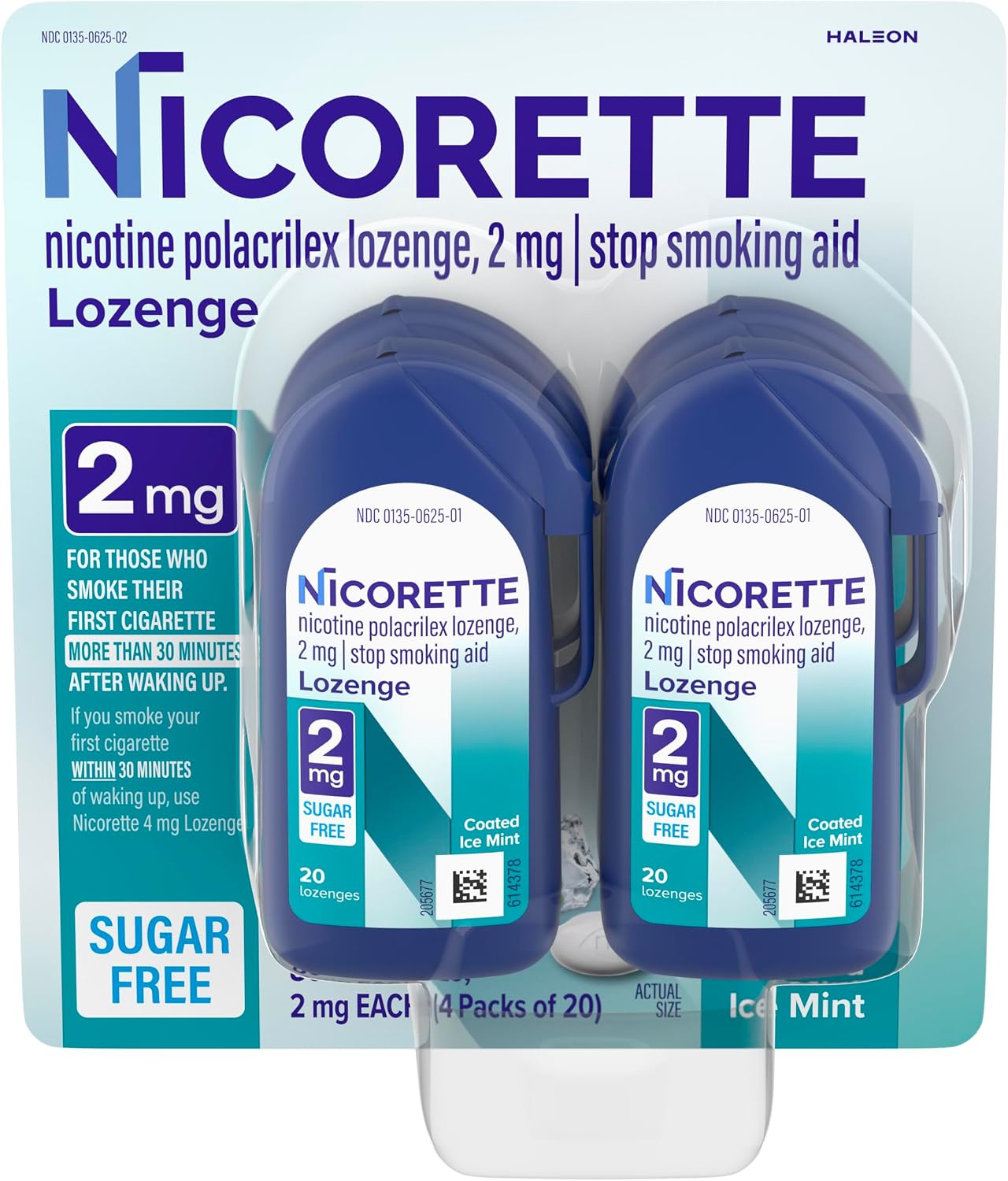 Nicorette Nicotine Lozenges 2mg, Quit Smoking Aid, Ice Mint, 80 Count