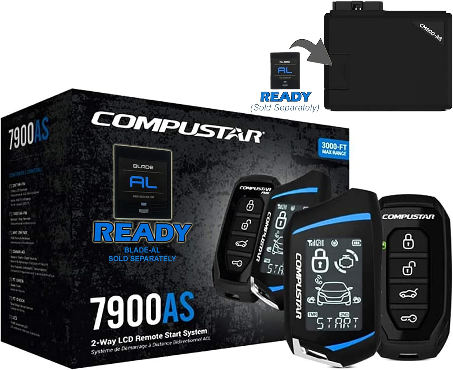 Compustar CS7900-AS All-in-One 2-Way Remote Start and Alarm Bundle w/ 3000 Feet Range