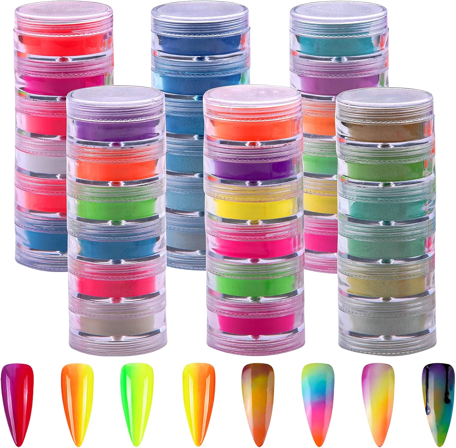 Duufin 36 Colors Pigment Nail Powder Colorful Luminous Pigment Powder Iridescent Pearlescent for Nail Art, Body and Crafts