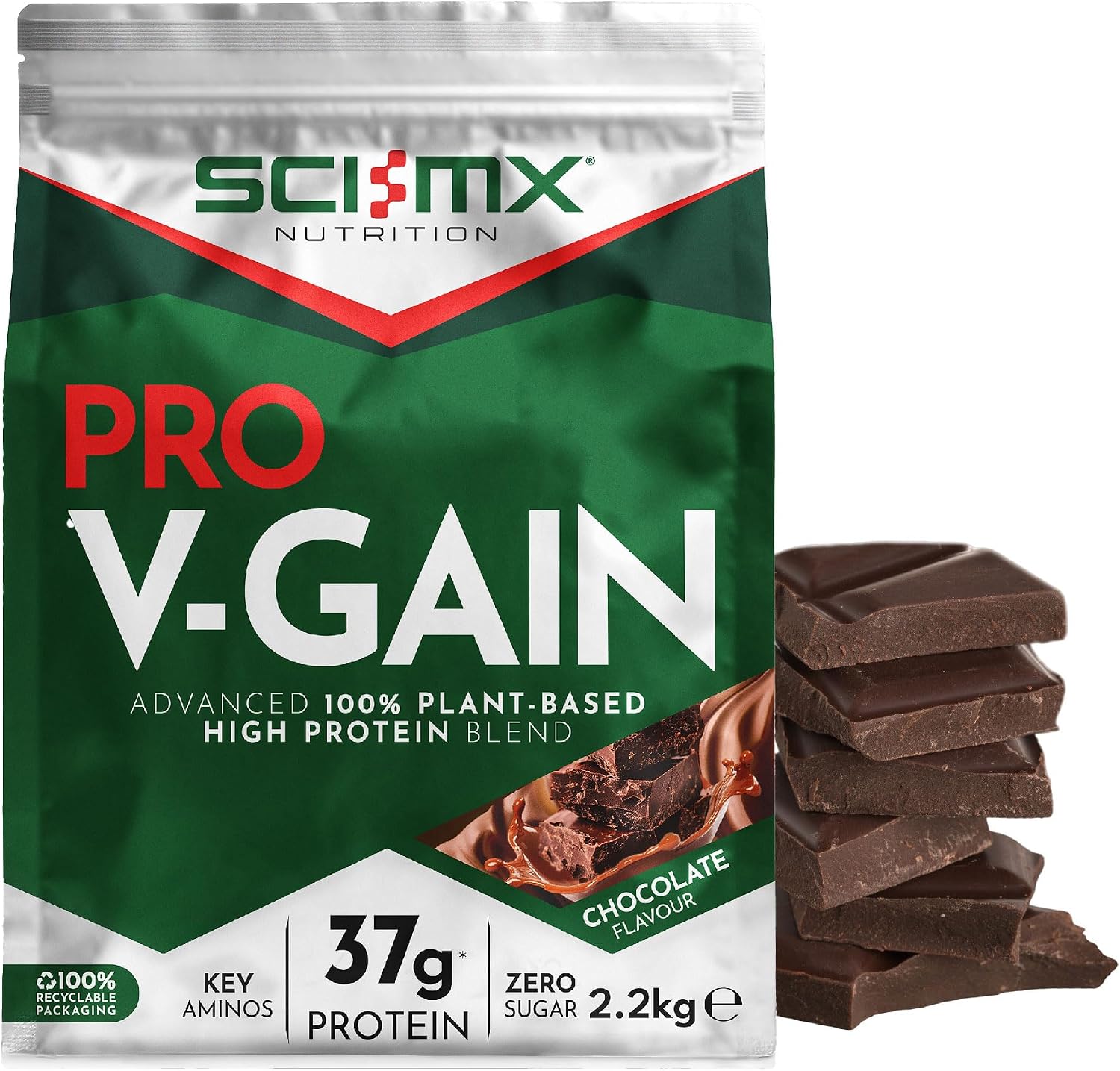 SCI-MX Pro-V Gain • Vegan Chocolate Flavour • 2.2KG (49 servings) | SCI-MX Pro-V Gain • Vegan Chocolate Flavour • High Protein Formula • Muscle Growth Support • Plant Based Nutrition