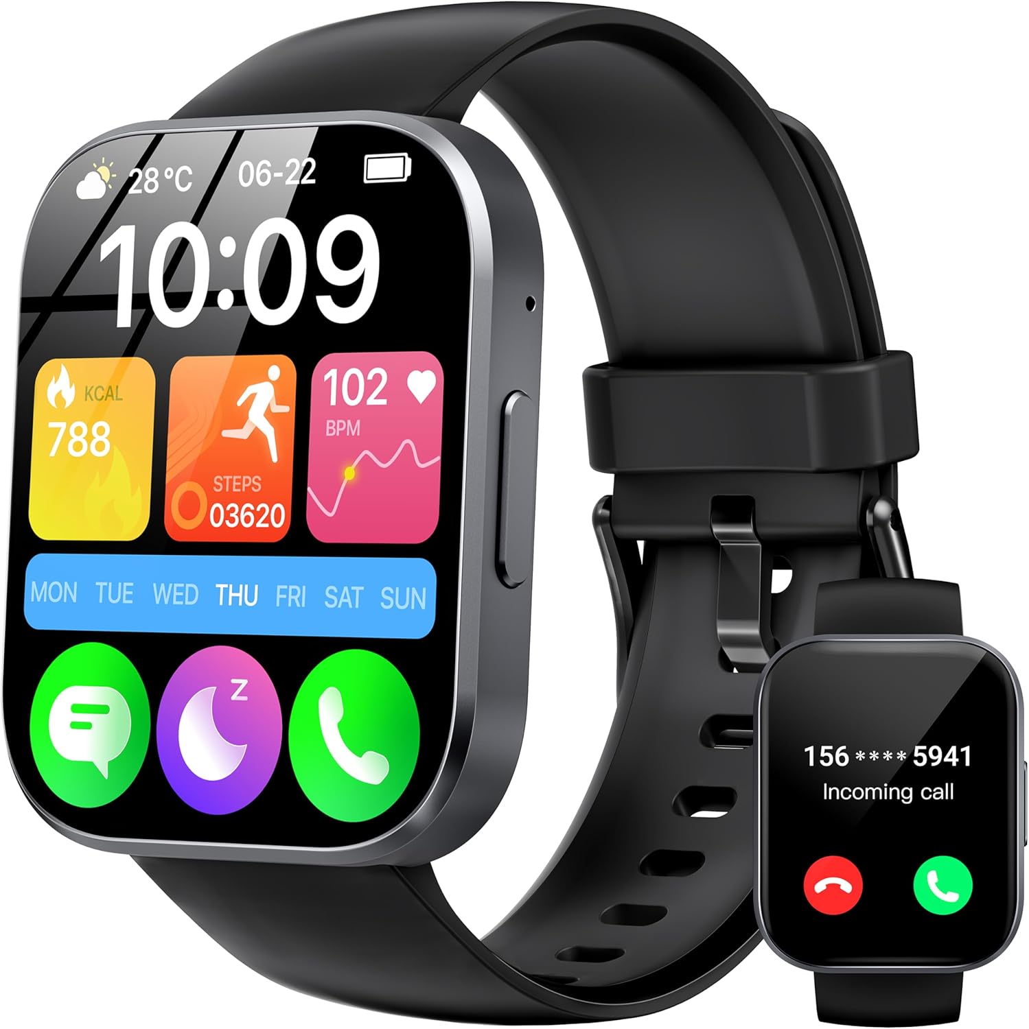 Smart Watch for Men Women, Answer/Make Call, 1.91"HD Screen Fitness Watch with Heart Rate/Sleep Monitor/SpO2/Pedometer, Activity Tracker 140+ Sport Modes, IP68 Waterproof Smartwatch for IOS Android