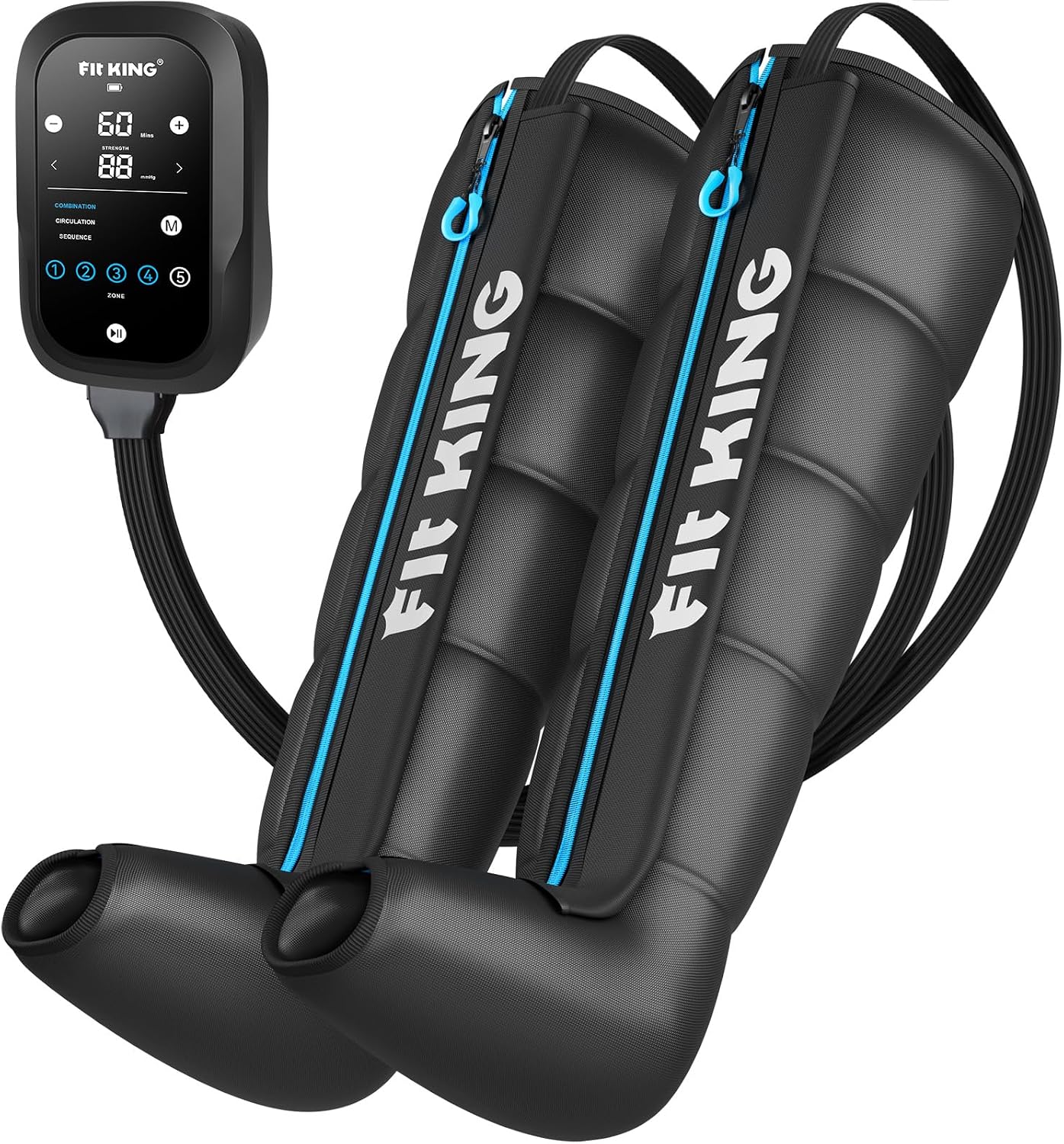 FIT KING Upgraded Leg Massager Recovery Boots, Professional Air Compression Recovery System for Circulation & Athlete-Level Fast Recovery, Cordless Rechargeable Compression Boots (Medium)