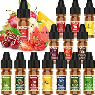 Food Flavoring Oil - 14 Flavors of Pure Natural Liquid Lip Gloss Flavoring Oil, Concentrated Candy Flavors for Baking & Cooking, Lip Balm, Drinks, Soap and Slime Making, Water & Oil Soluble - 0.25 Fl Oz (6ml) Bottles