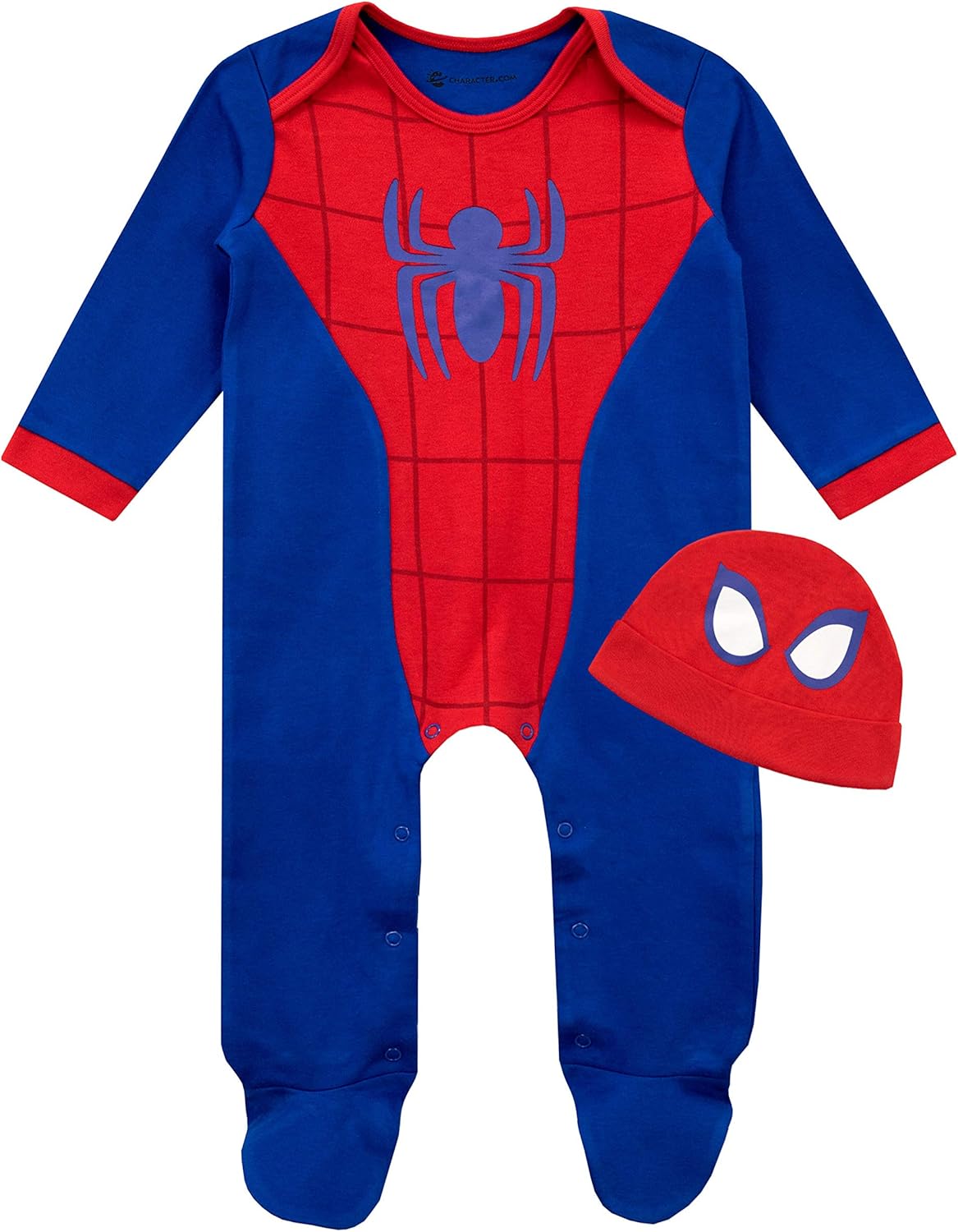 Marvel Baby Sleepsuits with Hat | Spiderman Baby Grows | Newborn Sleepsuit | Baby Clothes