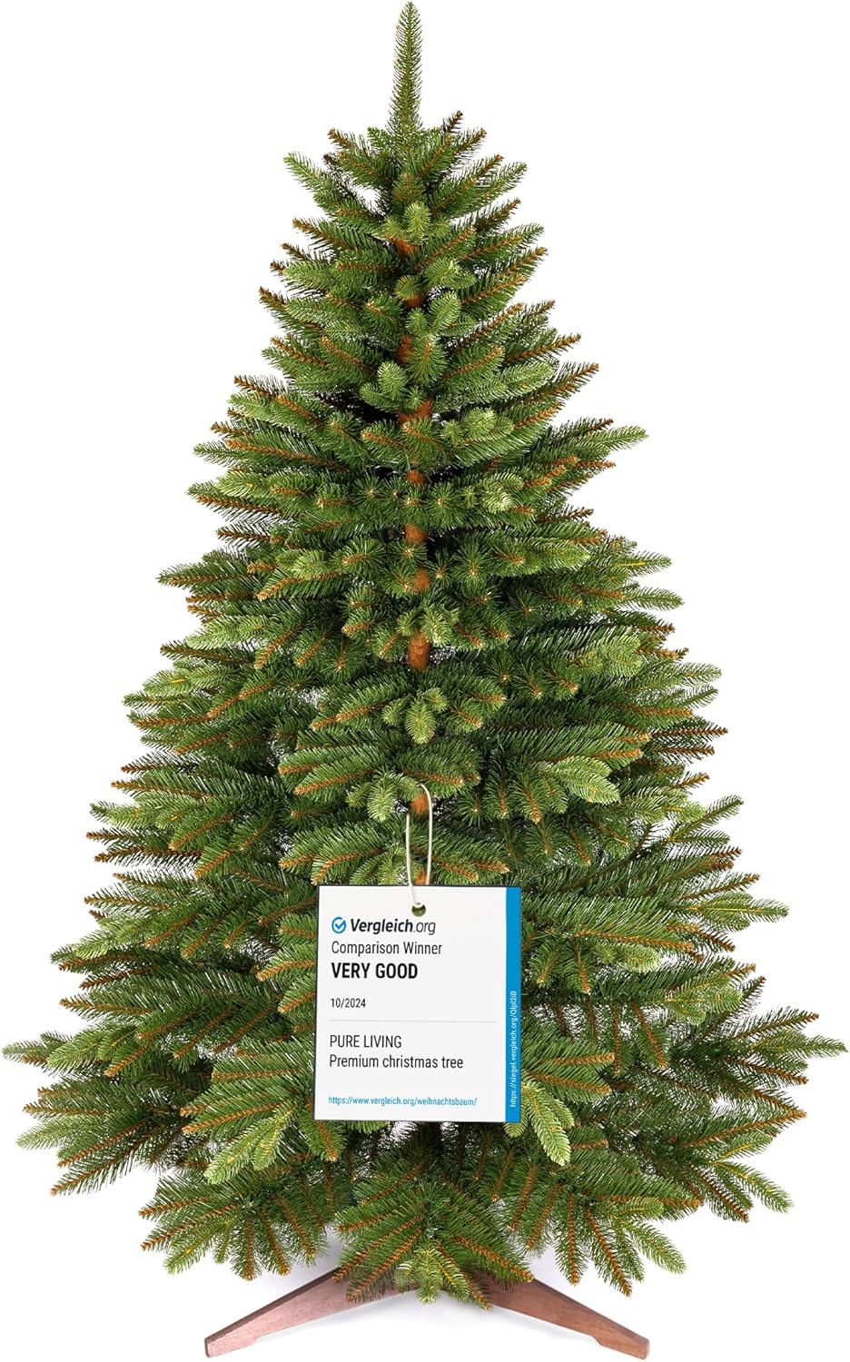 Artificial Christmas Tree 8ft - Premium Realistic Artificial Christmas Tree Looks Real Wooden Stand and Storage Bag - Xmas Tree - Artificial Christmas Trees by Pure Living
