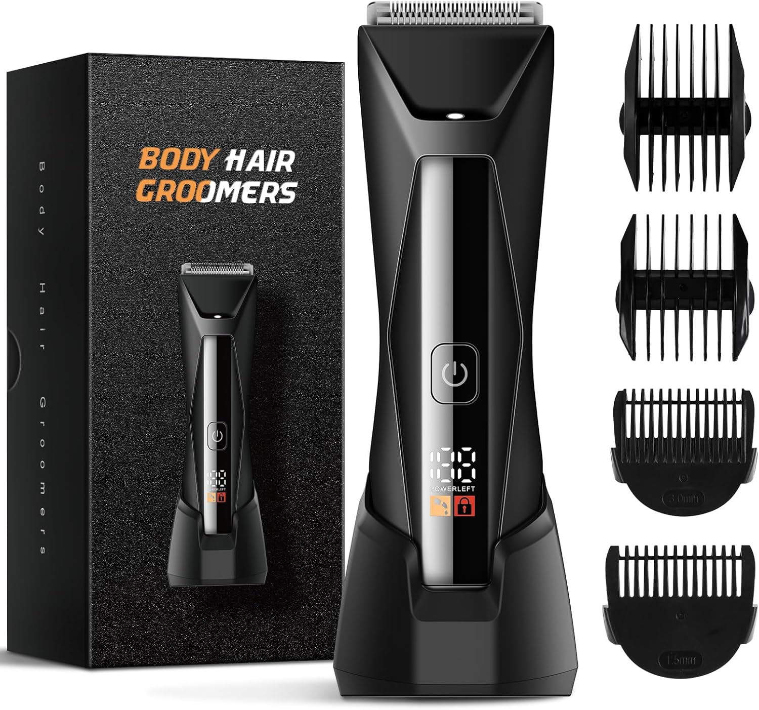 Trimmer for Men – Waterproof Manscaped Body & Groin Shaver, Wet & Dry Electric Groomer for Balls, Chest & Pubic Area, Foil Head for in-Shower Use