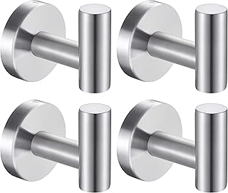 Bath Towel Hooks Robe Hook Holder Wall Mount Heavy Duty Wall Hooks SUS 304 Stainless Steel Coat Hook Closet Door for Bathroom Bedroom Hotel Kitchen Garage Pool 4 Pack (Brushed Nickel)