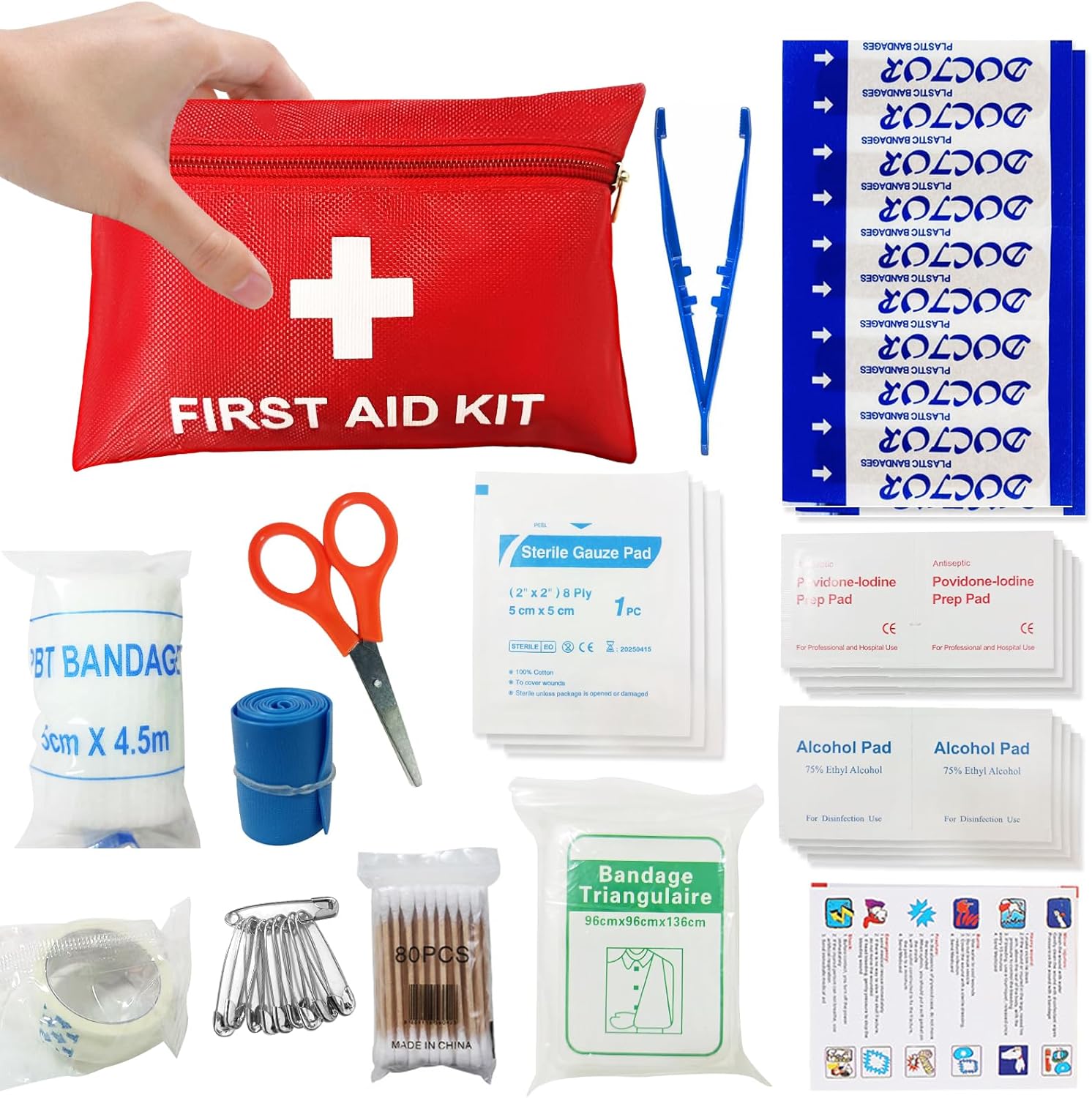 QILUCKY Mini First Aid Kit, 124PCS Small Travel Emergency First Aid Kit, Portable for Home, Travel, Cycling, Hiking, Camping, Office