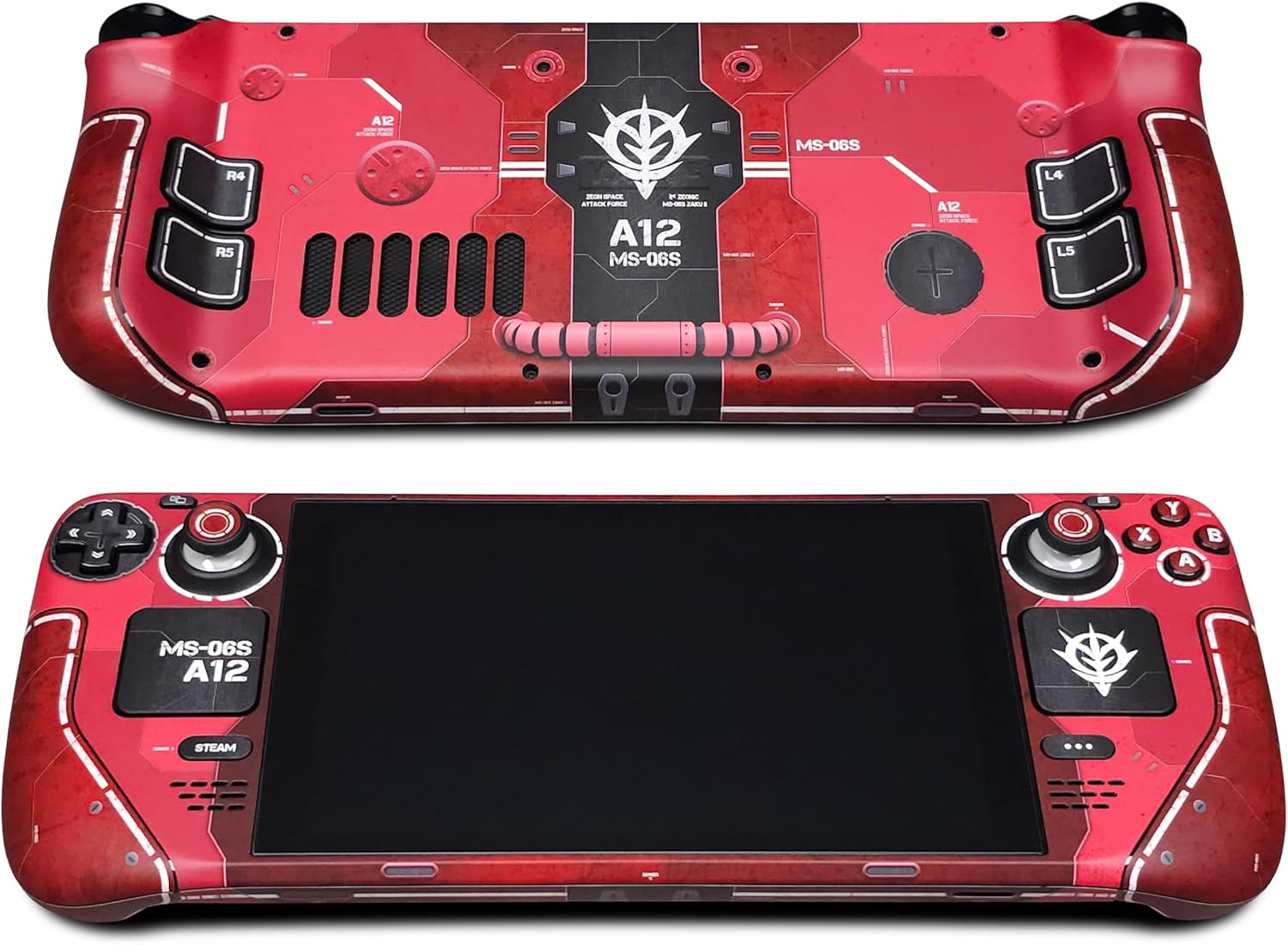 Steam Deck skin, Red Zaku II edition, Full wrapping matte vinyl skin for Steam Deck (Designed by POP SKIN), Compatible with both Steam Deck LCD version and OLED version.