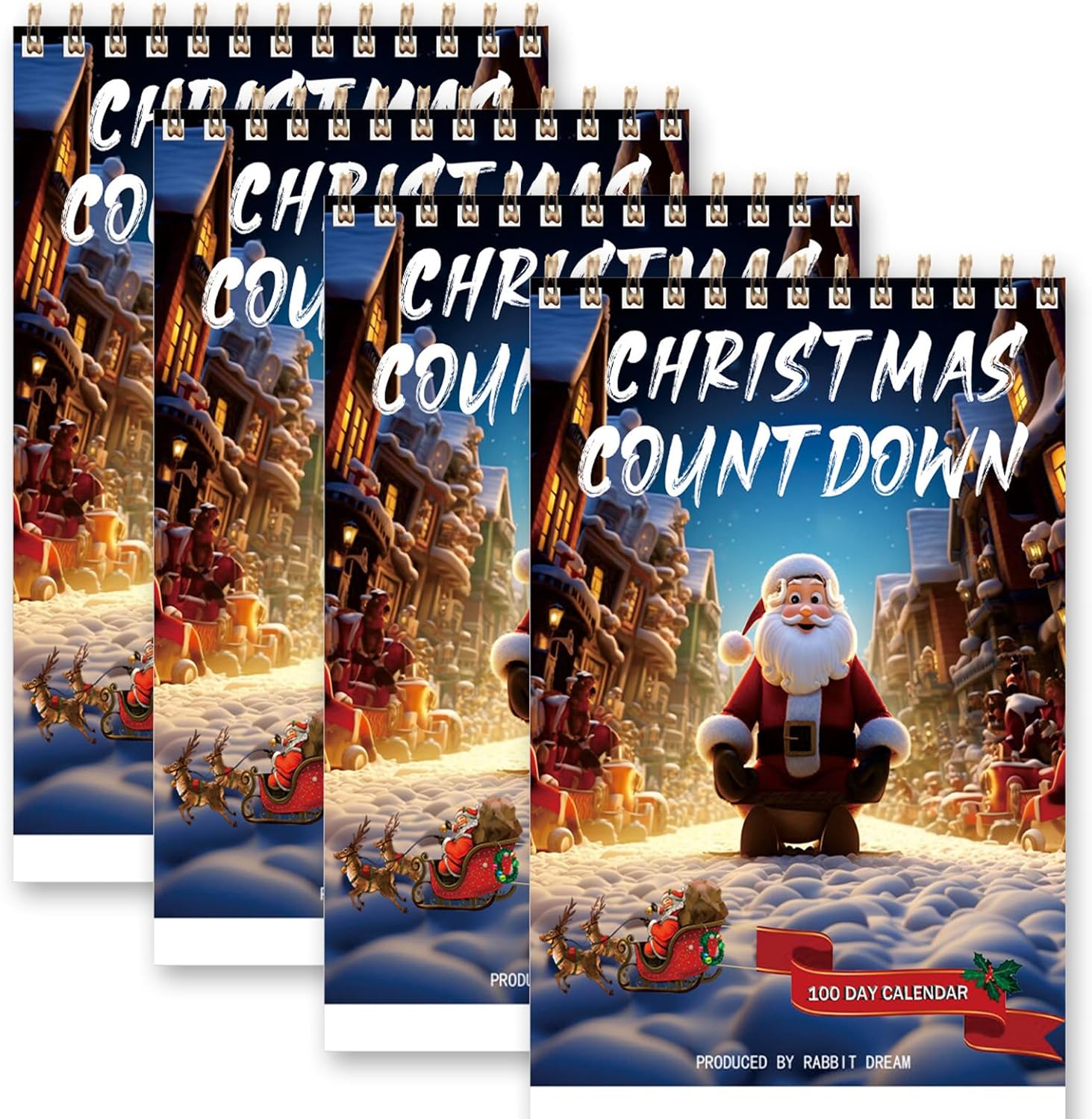 100 Day Countdown Calendar - 2025 Countdown Calendar, Advent Calendar 2025, Christmas Desktop Advent Calendar, Christmas Count Down Products for Home Offices Decor(4PCS)