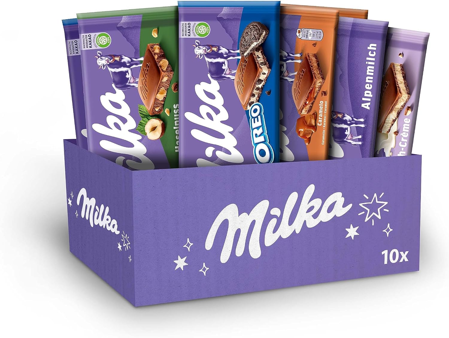 Milka Selection Gift Box Assorted Alpine Chocolate Bars, 90 g (10-Pack)