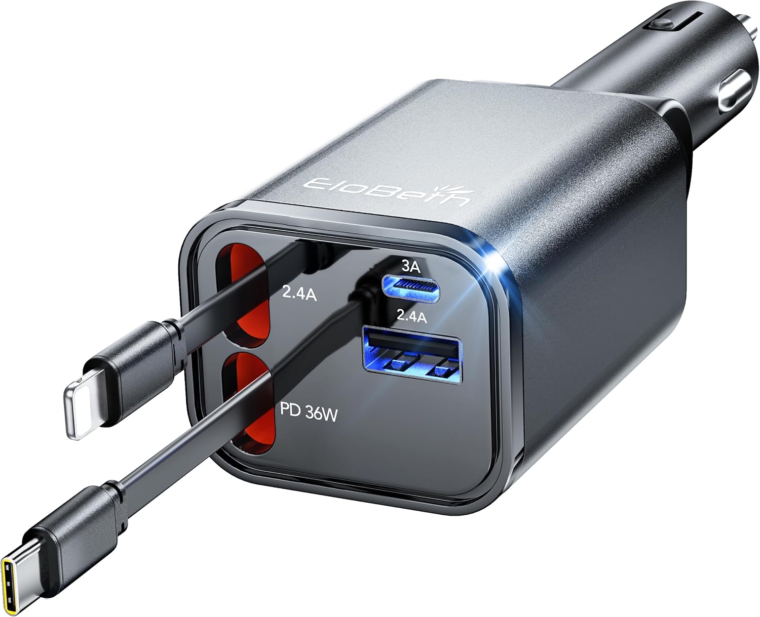 Retractable Car Charger for iPhone 18 Pro,75W Car Charger USB C Fast Charge