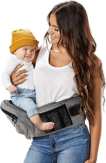 TushBaby The Only Safety Certified Hip Seat Baby Carrier - As Seen On Shark Tank-Adjustable, Machine Washable, Ergonomic Newborn + Toddler + Child Carrier, Safe Ultra-Comfortable Waist Carrier Grey