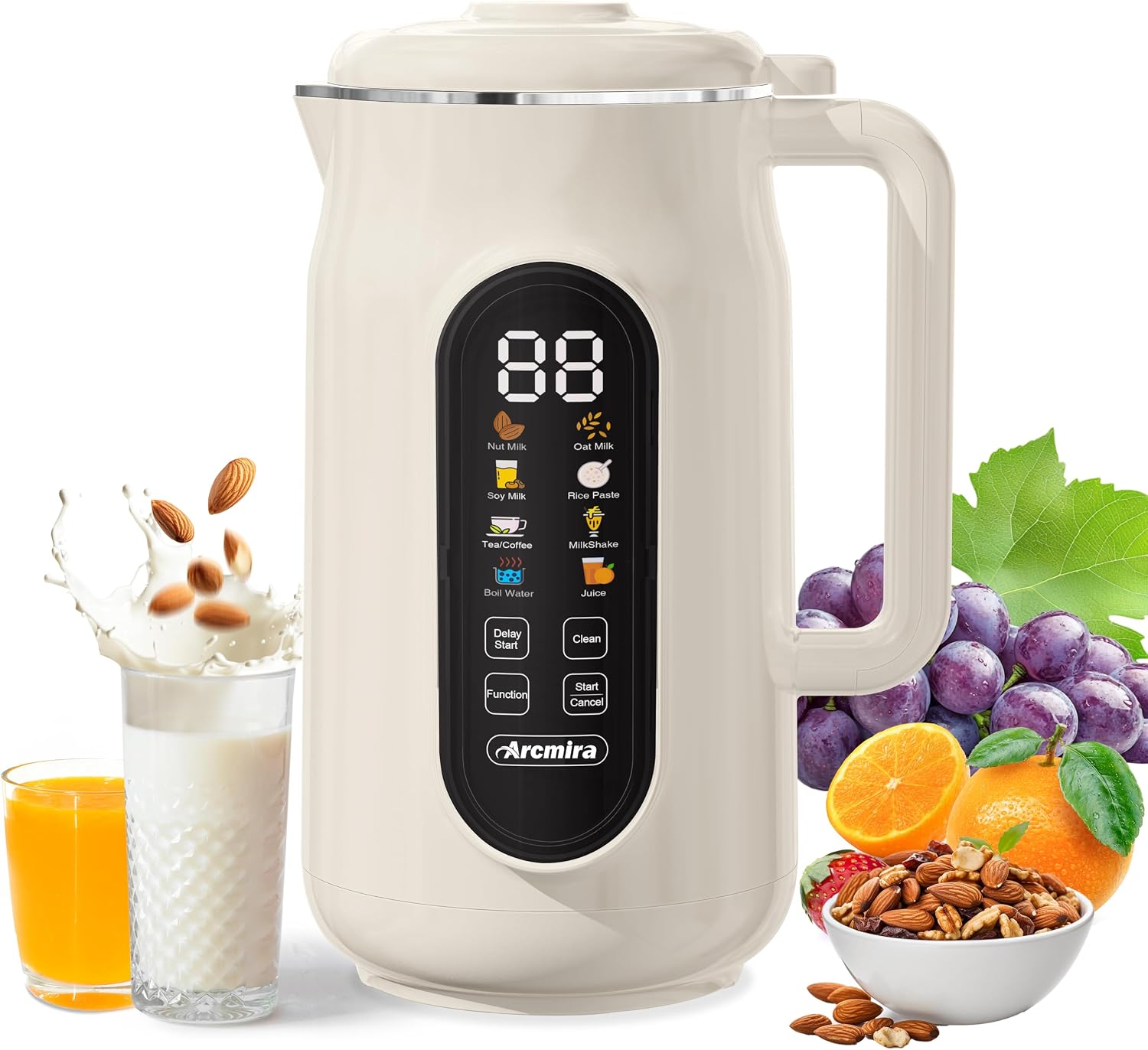 10-in-1 Automatic Nut Milk Maker,Almond Milk Maker with LED Panel/Delay Start/Keep Warm/Boil Water/Self Clean