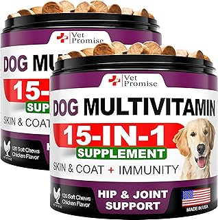 (2 Pack) Dog Multivitamin Chewable with Glucosamine - Dog Vitamins and Supplements - Senior & Puppy Multivitamin for Dogs - Pet Joint Support Health - Immunity - Mobility - Energy - 240 Chews