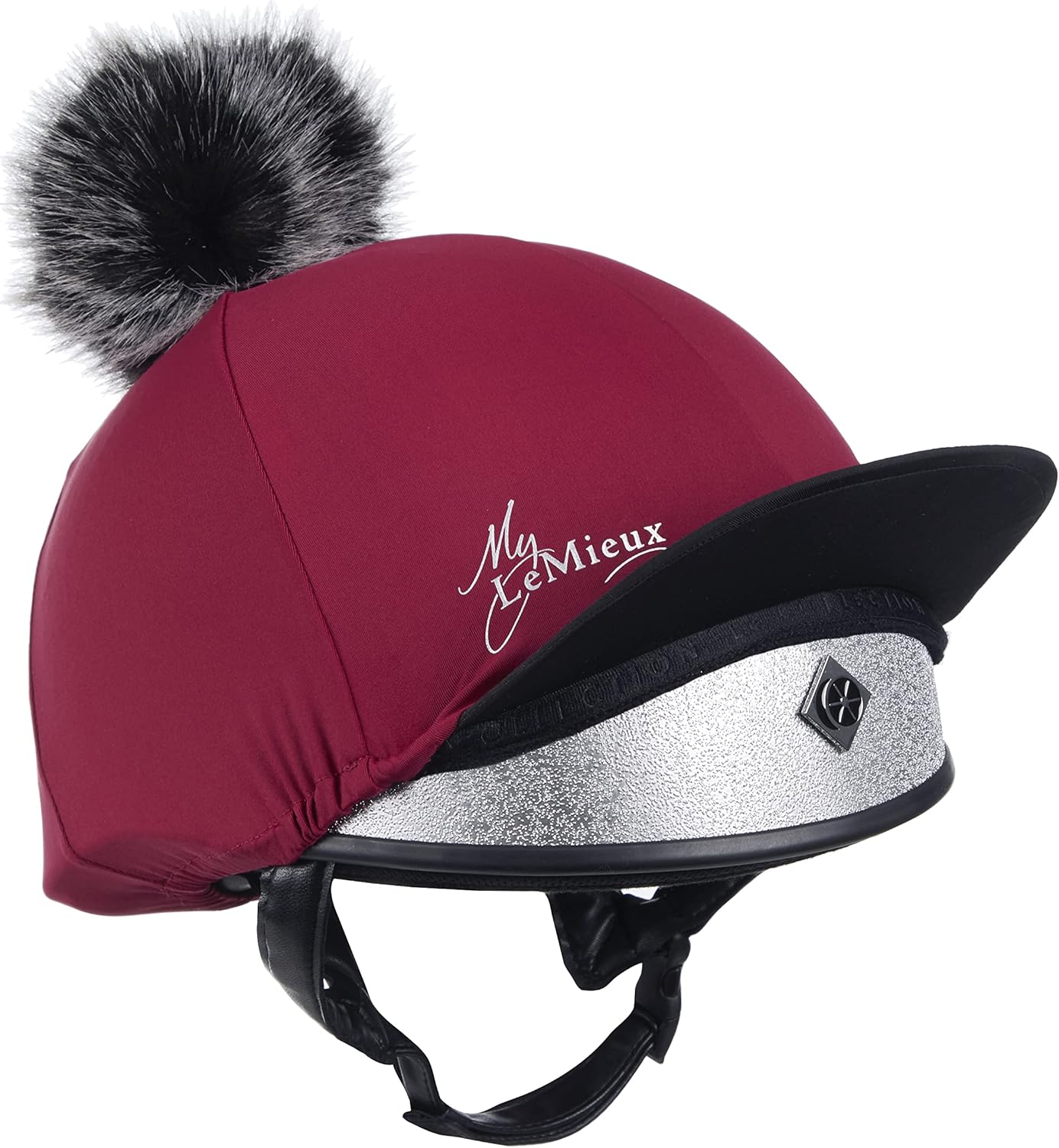 LeMieux Pom Pom Horse Riding Hat Silk with 4 Way Stretch Fabric Coordinates with Base Layers & Saddle Pads - Equestrian Headgear