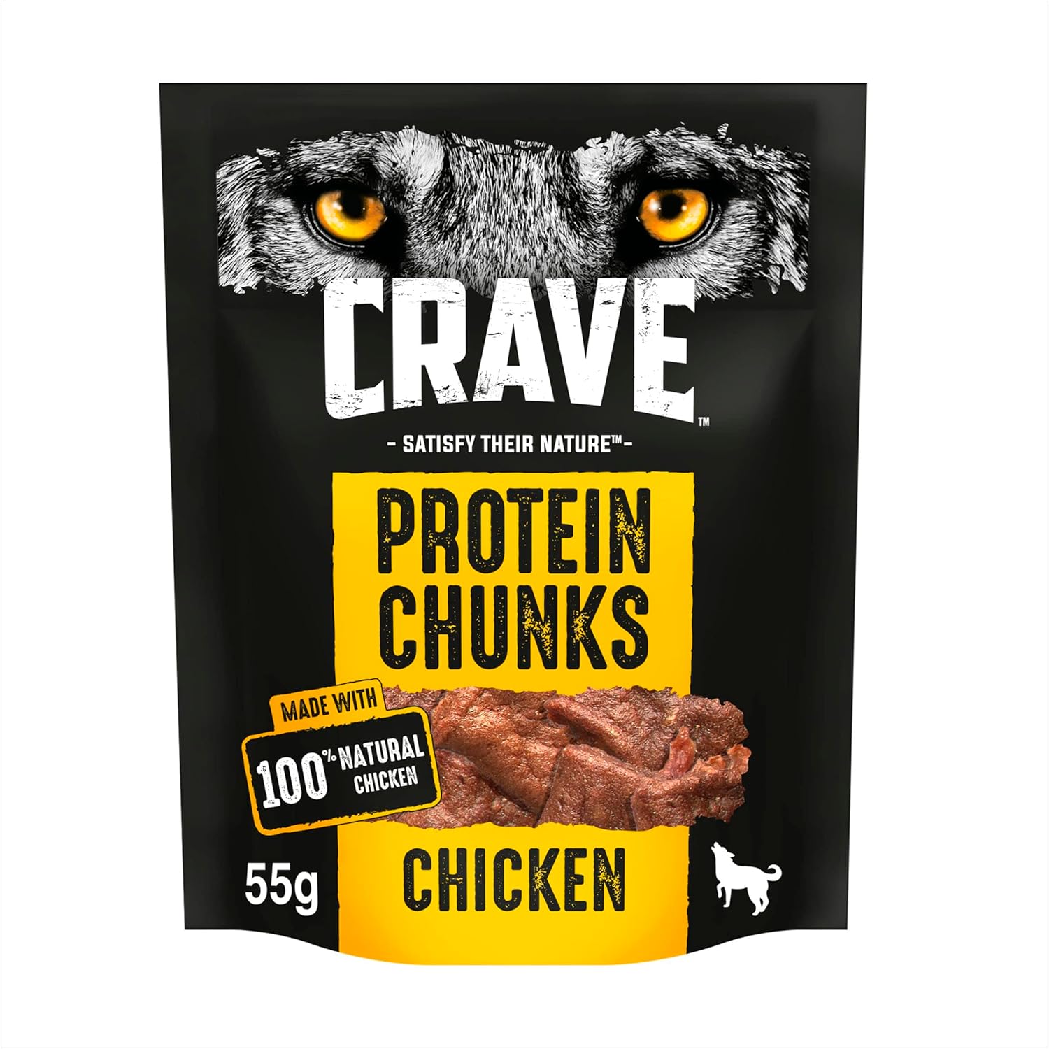 Crave Protein Chunks 6 x 55 g Snacks, Dog Treats Chicken with high Protein, Grain-free