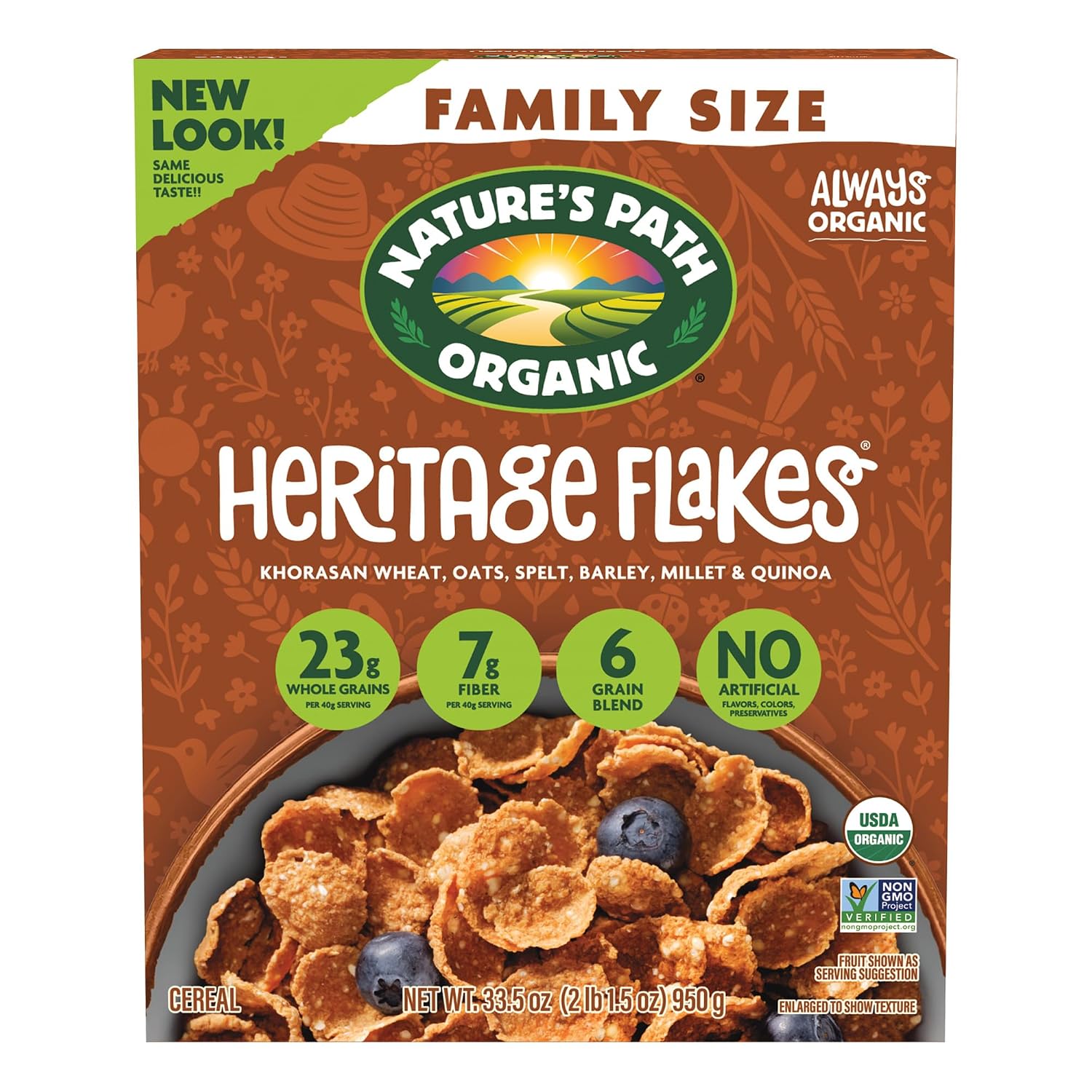 Nature's Path Organic Heritage Flakes® Cereal, 33.5 oz (Pack of 4)