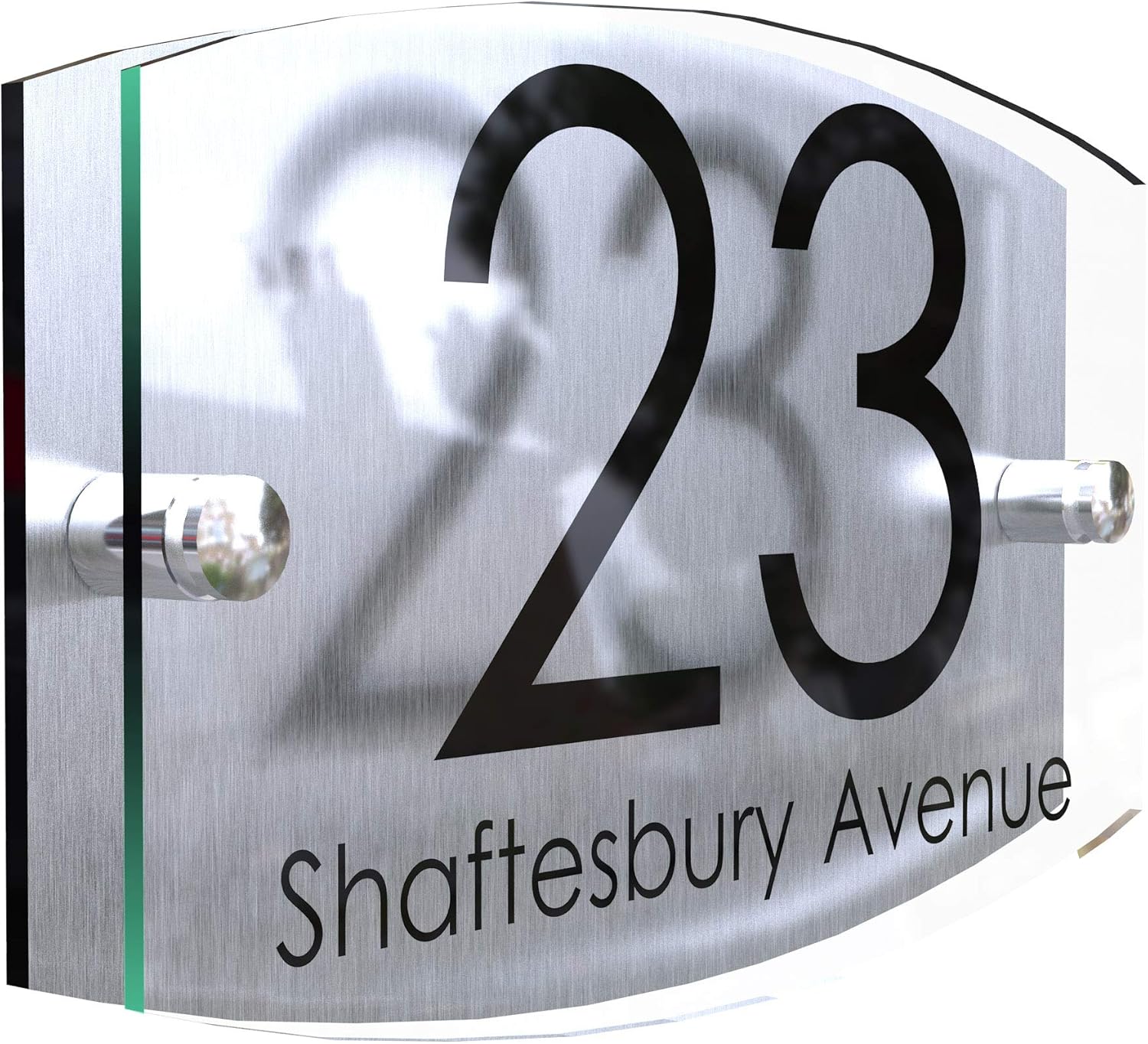 MODERN HOUSE SIGN PLAQUE DOOR NUMBER STREET GLASS EFFECT ACRYLIC ALUMINIUM NAME