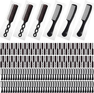 Baderke 200 Pcs Hair Brushes Bulk Combs Set for Homeless Individually Wrapped Bulk Brush Widen Combs for Curly Hair Suitable for Women Men Shelter Nursing Hotel Church Charity Supply(Black)