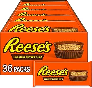 REESE'S Milk Chocolate Peanut Butter Cups, Candy Packs, 1.5 oz (36 Count)