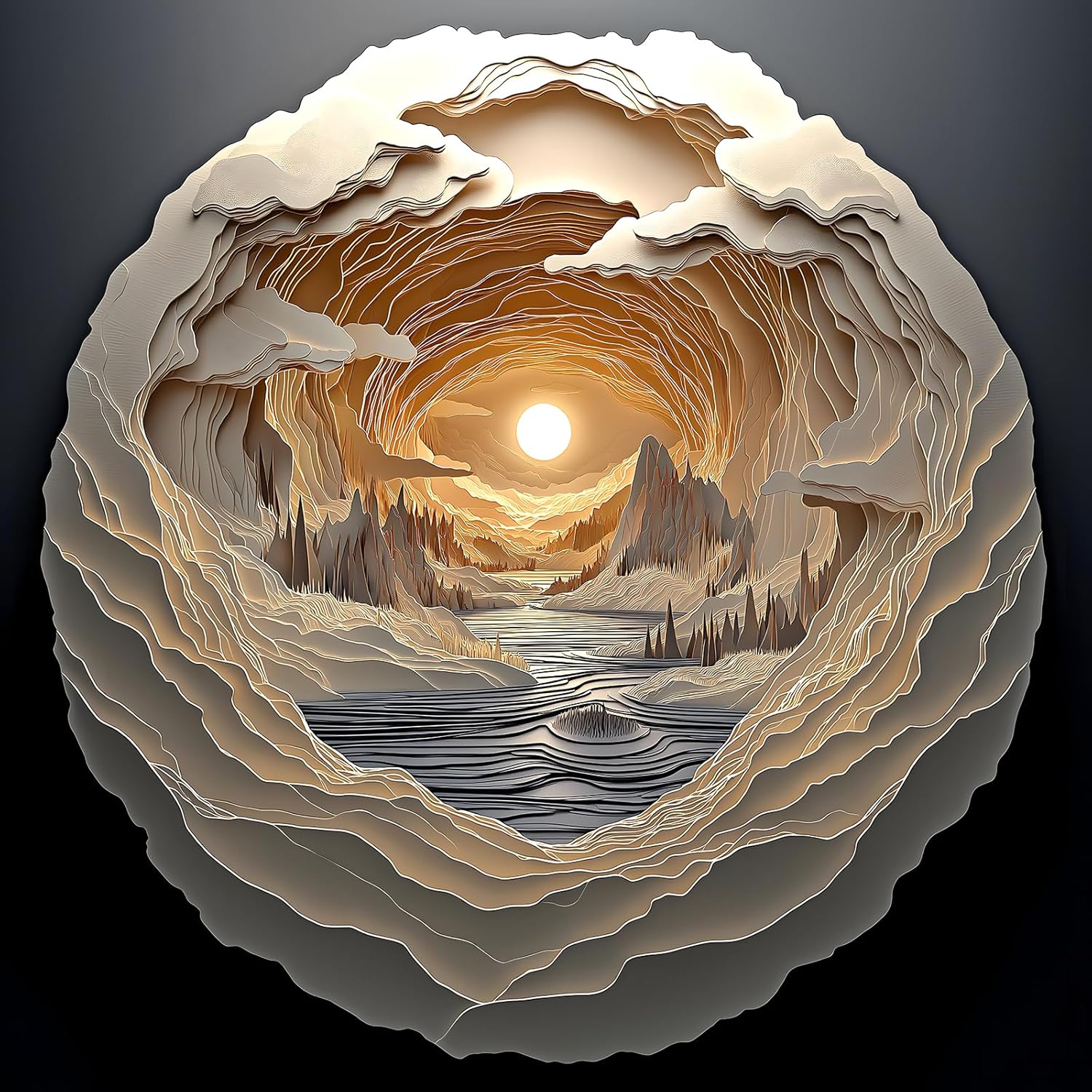 3D Visual Art Puzzles for Adults 500 Pieces Cave Dawn Jigsaw Puzzles for Adults Beautiful Landscape Puzzles 500 Pieces Challenging Family Puzzle