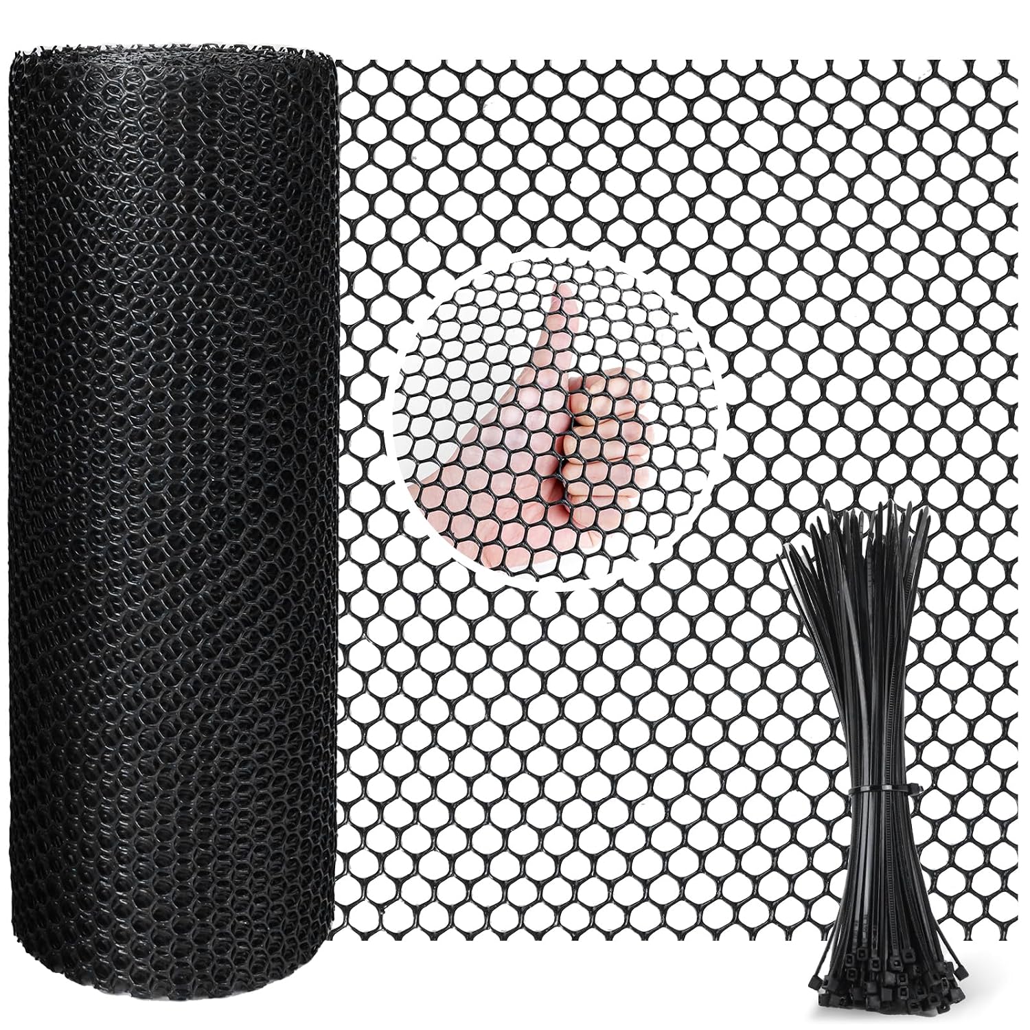 Chicken Wire Mesh Roll Plastic Mesh Fencing Chicken Wire Reusable Strong Wire Fencing Poultry Breeding Netting Garden Balcony Mesh Fencing For Home Decorate And Gardening (Black, 10m)
