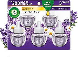 Air Wick Plug in Scented Oil Refill, 5ct, Lavender and Chamomile, Essential Oils, Air Freshener