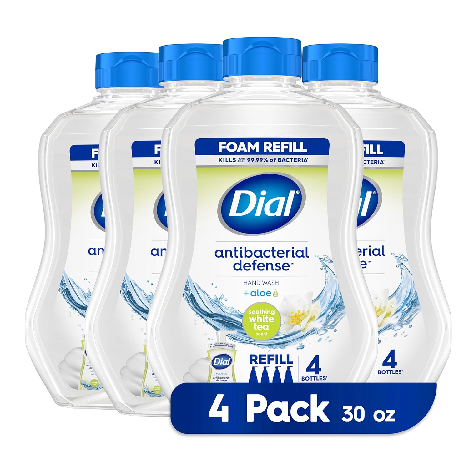 Dial Complete Foaming Hand Wash Refill, Soothing White Tea, 30 Fl Oz, Pack of 4