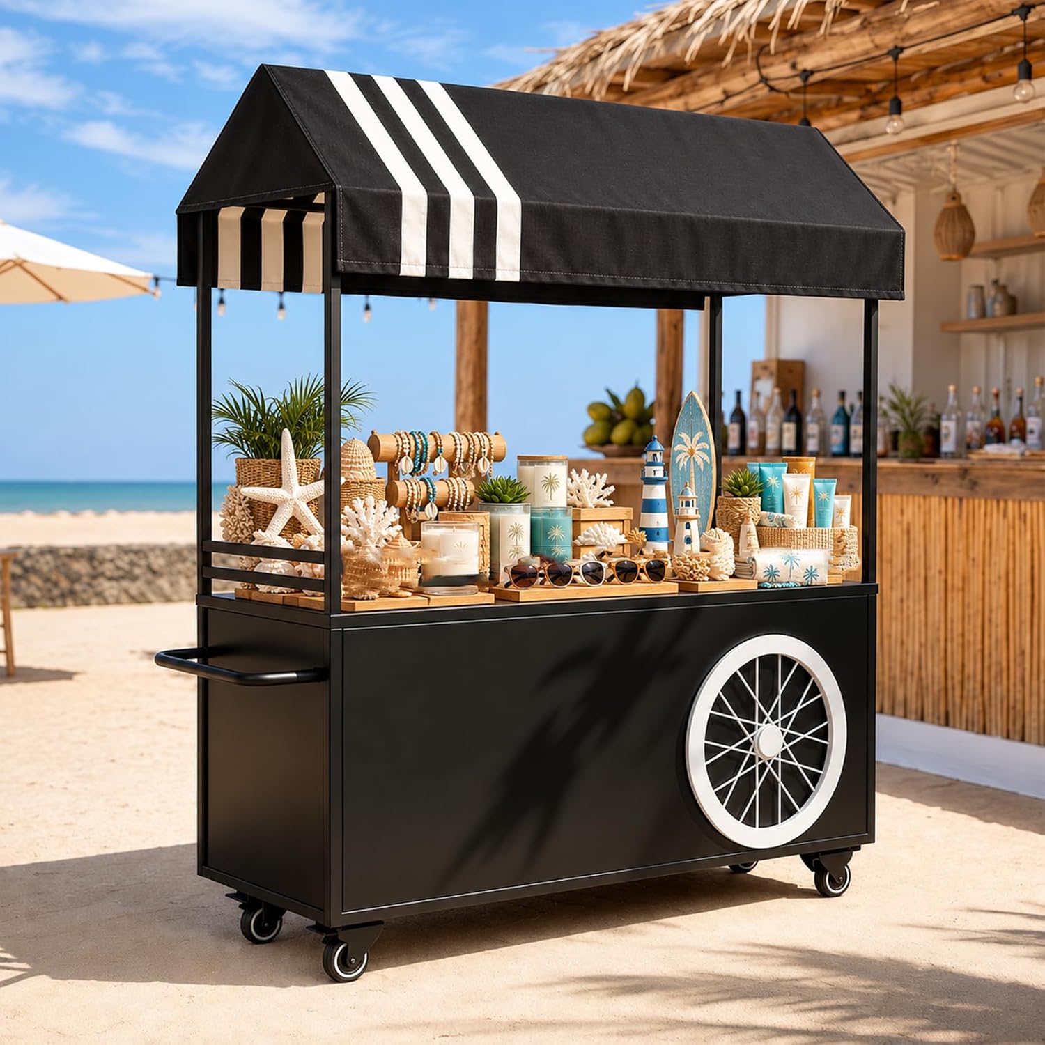 55" L Portable Vendors Cart for Party, Markets Festivals