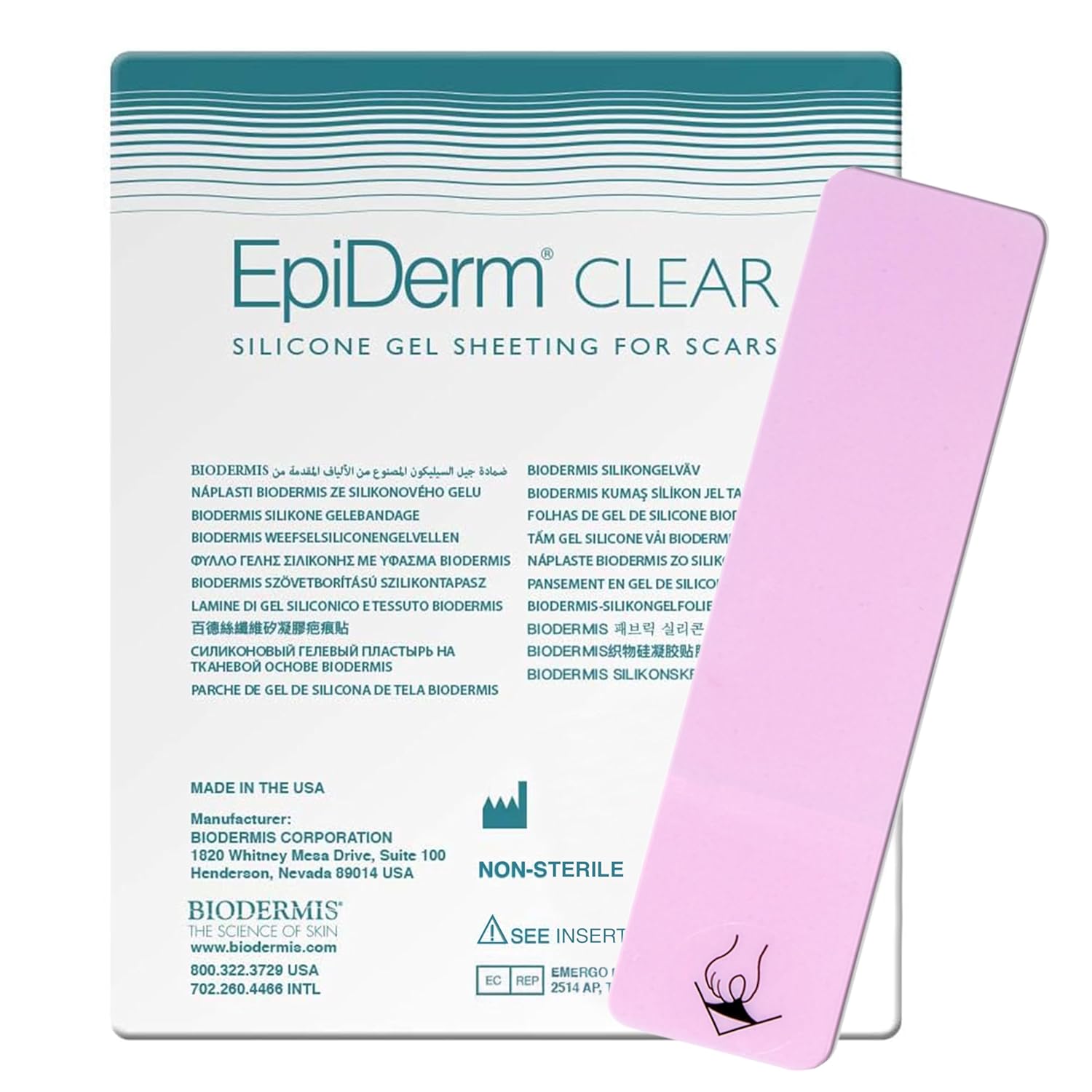 EpiDerm Silicone Gel Scar Strips - Premium Silicone Scar Tape for Optimal Scar Care - Flexible & Reusable Silicone Scar Strips- For C-Section, Tummy Tuck & Cardiac Surgery Scars - 1.4"x6", Clear