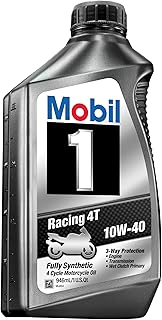 Mobil 1 98JA11 10W-40 Racing 4T Motorcycle Oil for Sport Bikes - 1 Quart (Pack of 6)