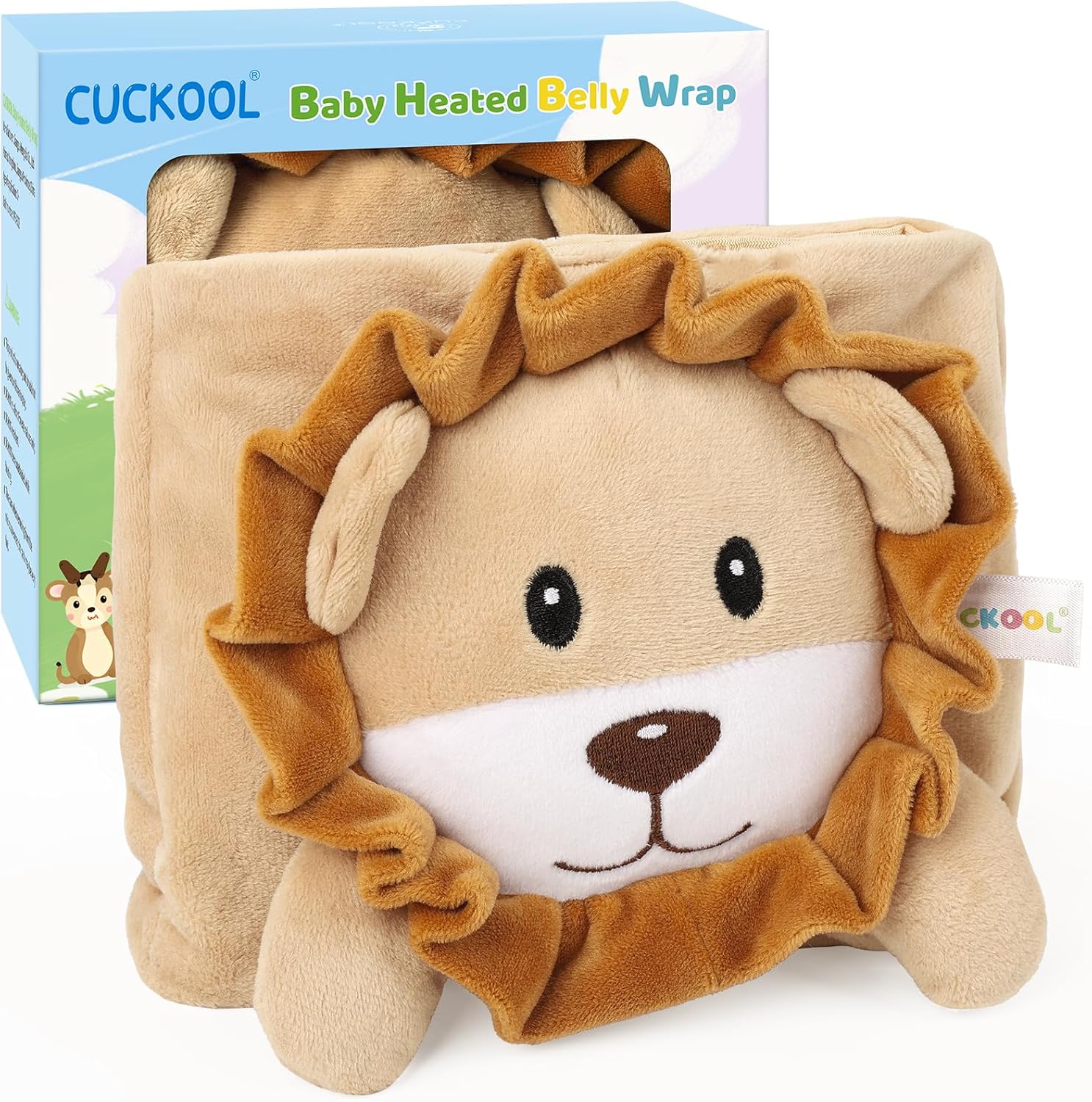 Baby Colic and Gas Relief, Heated Tummy Wrap for Newborns Belly Relief by Soothing Warmth, Baby Heating Pad Swaddling Belt Relief & Soothe Gas, Colic and Upset Stomach in Babies and Toddlers (Lion)