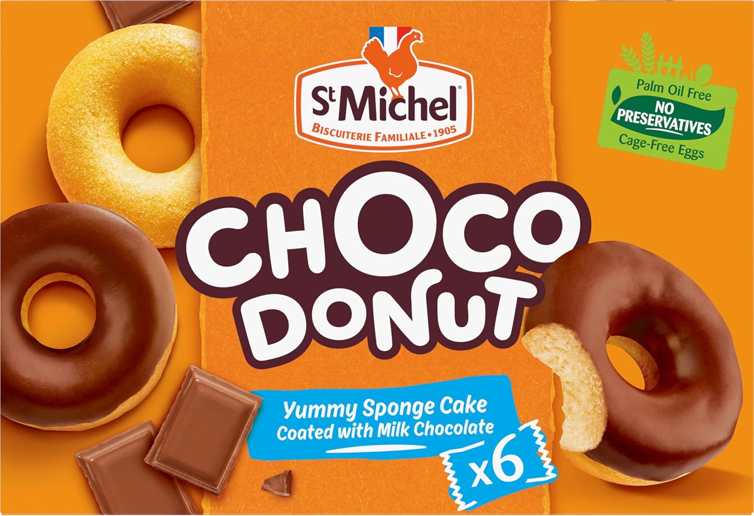 St Michel - Choco Donut - Sponge Cake Coated with Chocolate Milk - 6 Portions - 180 G