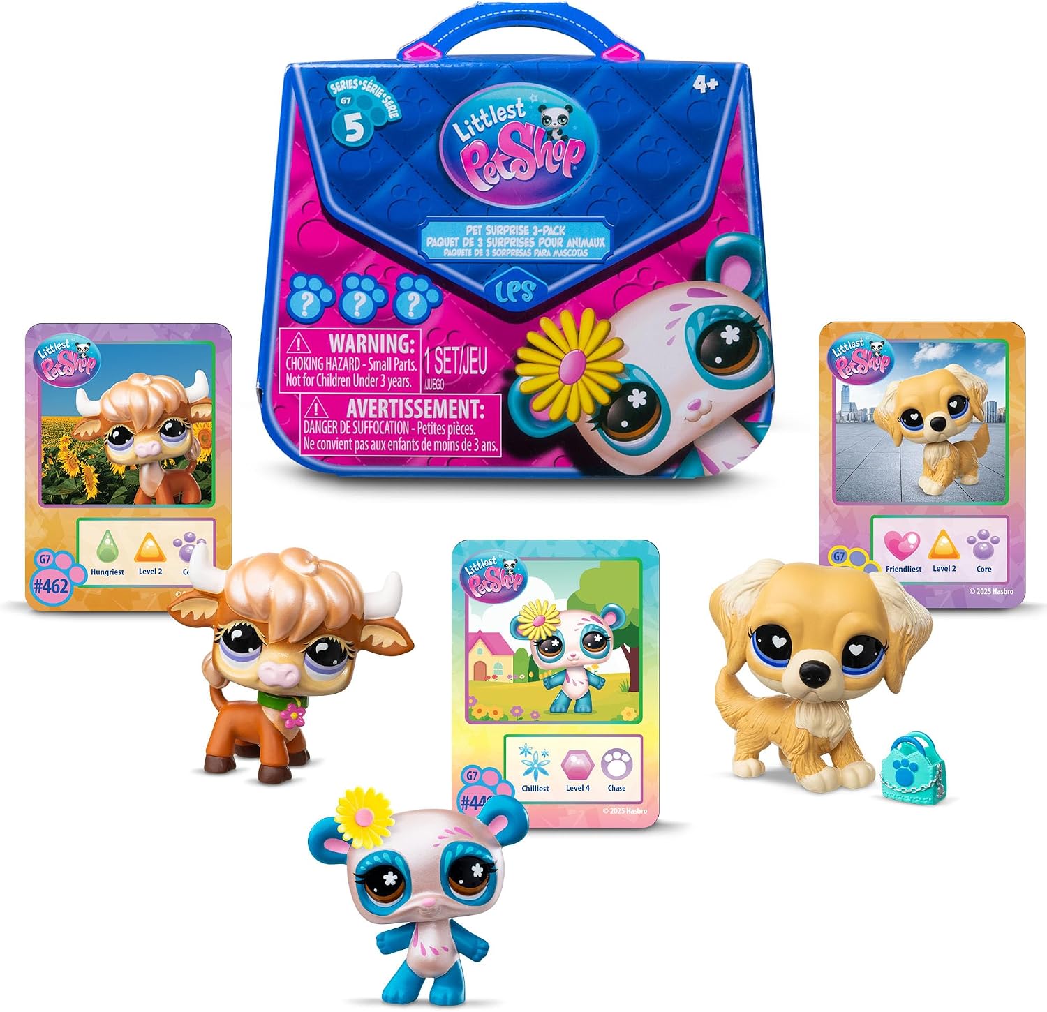 Littlest Pet Shop - Pet Surprise Three Pack - Series 5 - Gen 7 Authentic LPS Bobble Head Toy Figure, Collectible Toy Animal, Ages 4+