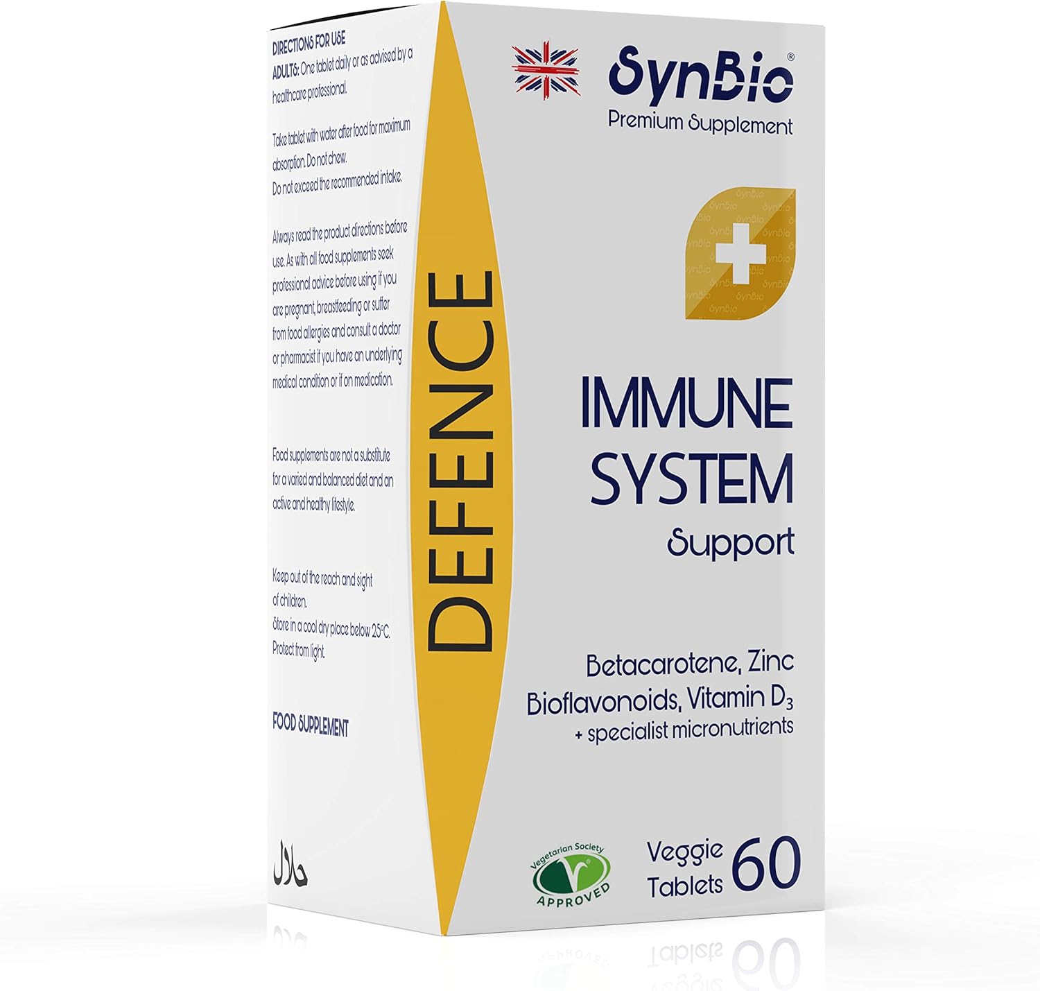 SynBio Premium+ - Defence - Immune System Support - | 60 Vegetarian Tablets | Boost & Power Up Your Immunity with a Comprehensive Formula | Free from Dairy, Gelatine, Gluten, Nut/Peanut