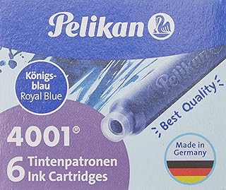 Pelikan 4001 TP/6 Ink Cartridges for Fountain Pens, Royal Blue, 0.8ml, 6 Pack (301176)