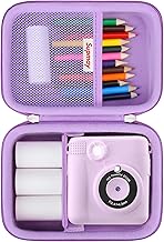 Hard Travel Case Compatible with ESOXOFFORE Instant Print Camera for Kids, HD Digital Video Cameras Storage Holder with Mesh Pocket for SD Card, USB Cable, Colour Pen, Purple