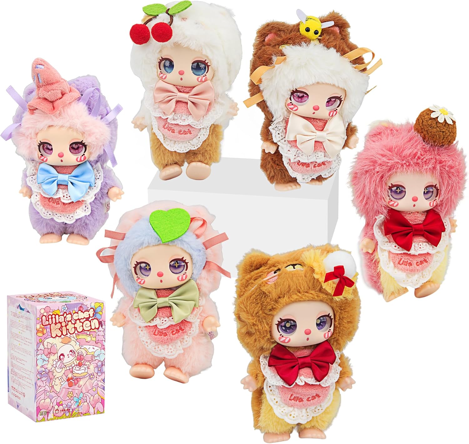 Liila‘s Chef Kitten Series Plush Blind Box, Adorable Plush Collectible Toys, 6.3IN Hangable Doll with Unique Designs Birthday Gifts, 1PCS (1 of 7 Possible Styles)