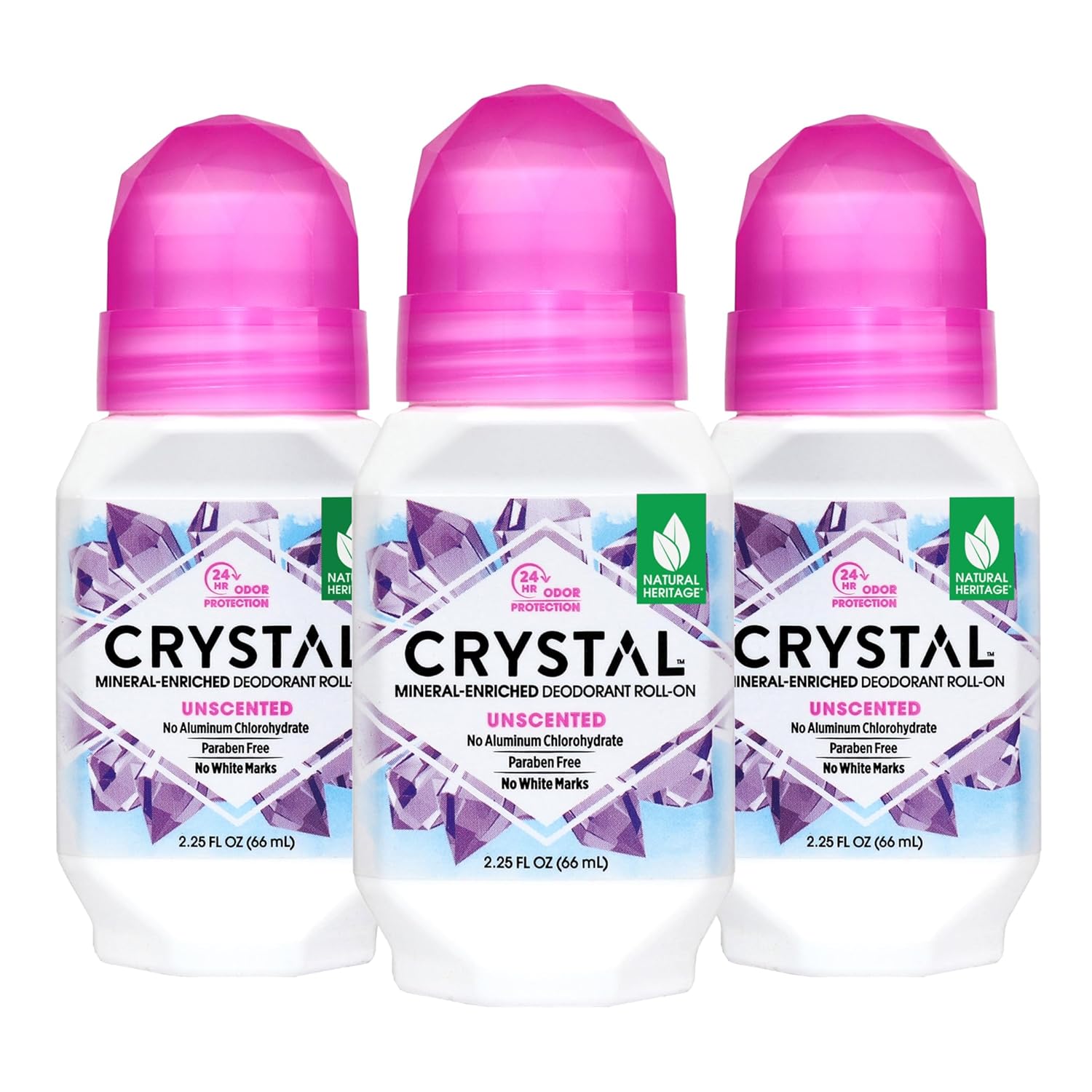CRYSTAL BODY DEODORANT Roll-On - Unscented Susan G Komen (2.25 fl oz) - 3 Pack - Packaging May Vary