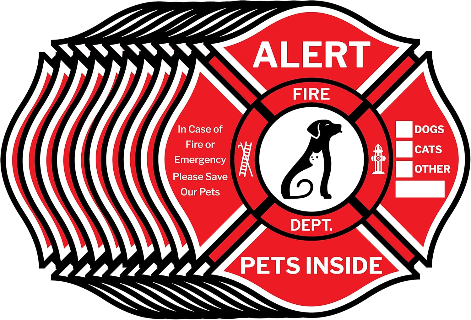 Pet Alert Sticker, Double-Sided 10 Decals, Rescue Pet Decals, Pet Alert Stickers for House Home Window Pet Door-Emergency Pet Kit, UV Resistant-Waterproof