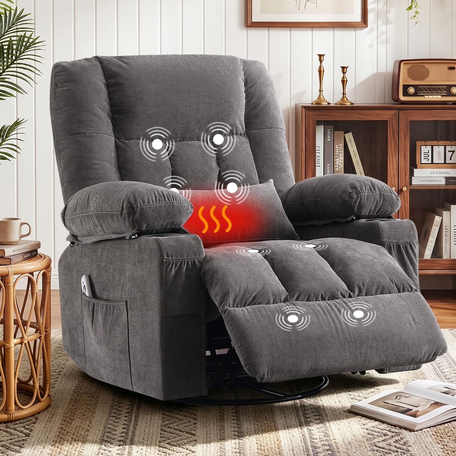 MAHOMICO Rocker Recliner Chair with Massage and Heat