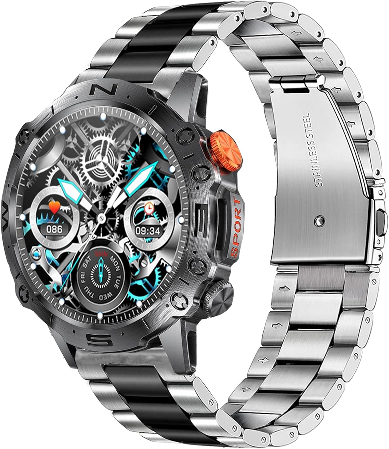 Compatible for ESFOE ST19 Military Smart Watch Band, Lamshaw 22mm Quick Release Stainless Steel Metal Replacement Strap Bracelet Men & Women Compatible with LIGE ST19, ESFOE ST19, FOXBOX ST19, FEELNEVER ST19 1.43" AMOLED Military Smart Watch