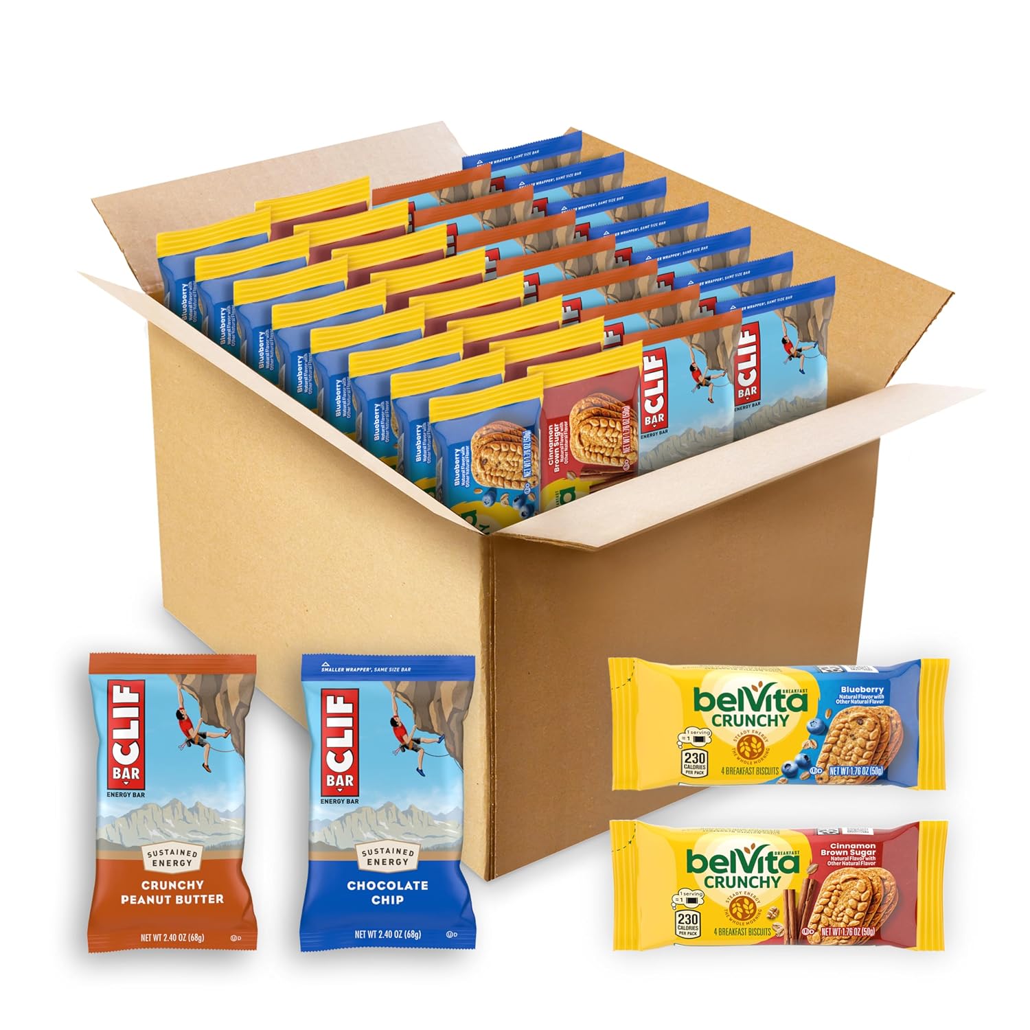 CLIF BAR & belVita Breakfast Biscuits Variety Pack, 4 Flavors, 30 ct