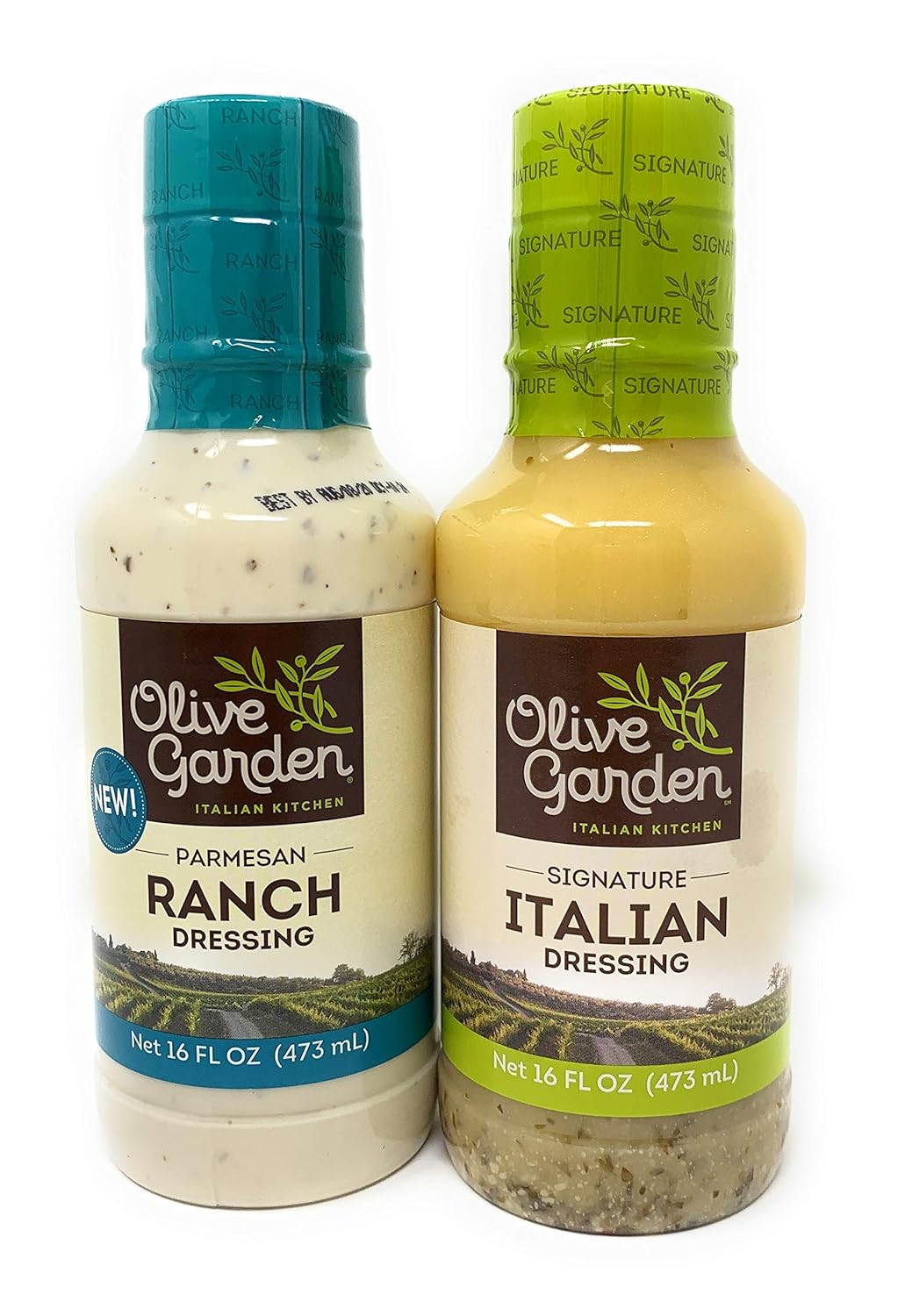 Olive Garden Signature Italian Dressing (16 fl oz) Olive Garden Parmesan Ranch Dressing (16 fl oz)! (2 Pack) Salad Dressing! Delicious Salad Dressing!