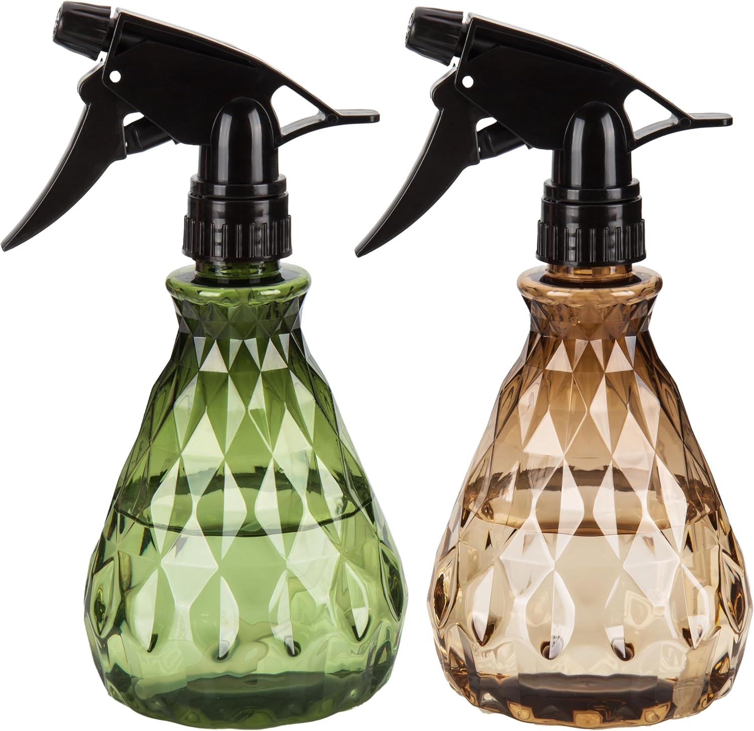 Vwoqiy 2 Pcs Empty Spray Bottles, 500ml Water Spray Bottles with Adjustable Spray Head, Refillable Trigger Sprayer Bottles, Atomizer Plant Mister Sprayer Bottles for Plants (Green Brown)