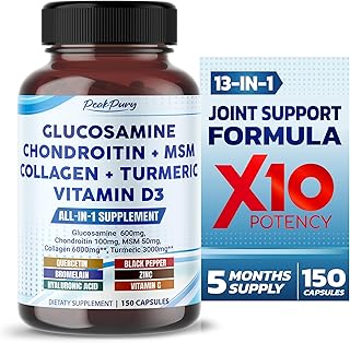 Glucosamine 600mg Chondroitin 100mg MSM 50mg Collagen 6000mg Turmeric 3000mg - Joint Health Support- Made in USA