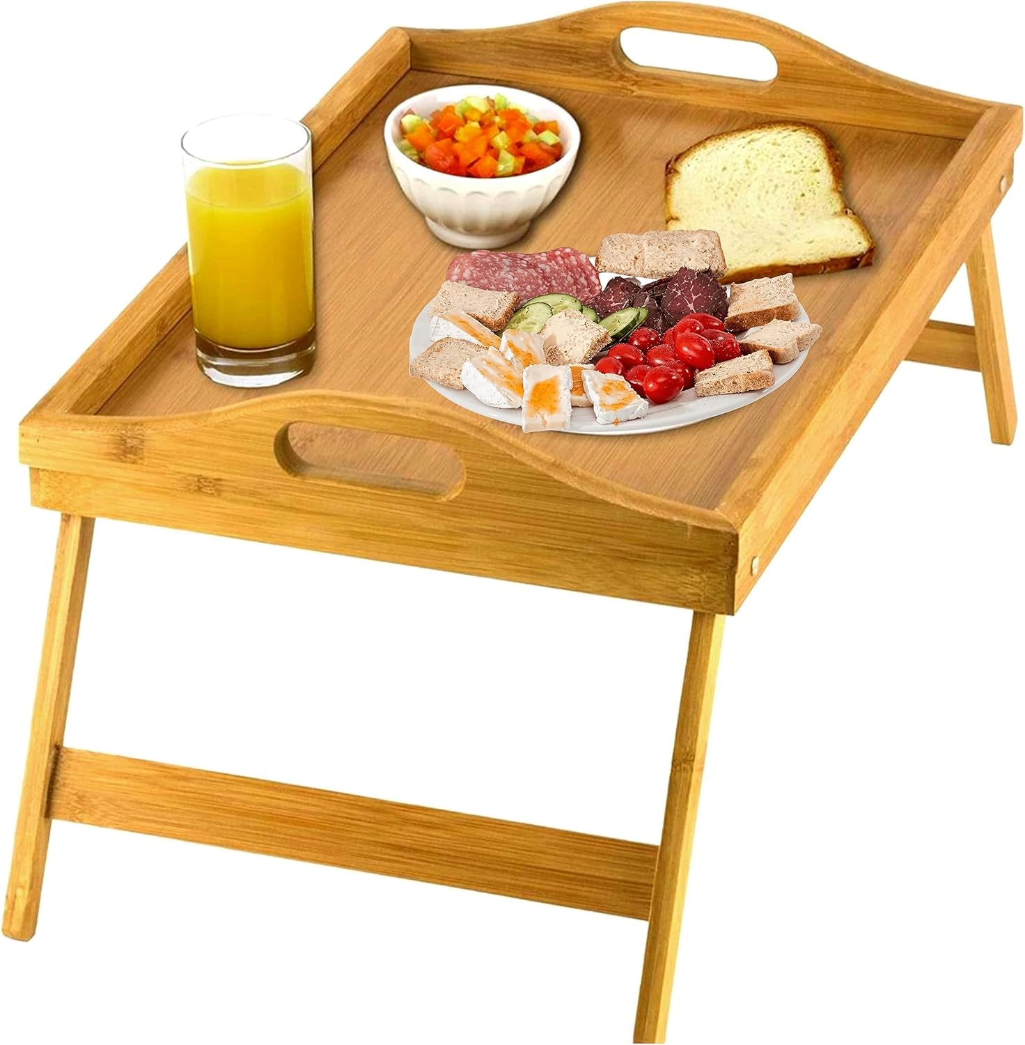 Home-It Large Bed Table Tray with Folding Legs - Breakfast Tray with Handles - Bamboo Bed Tray for Bed, Sofa, Eating and Laptops, Snacking and Working