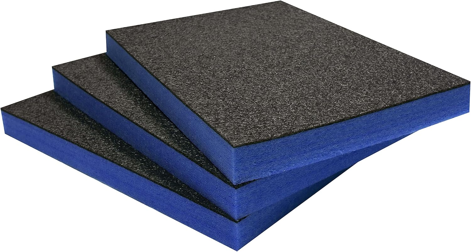 Shadow Foam Value Pack 3pcs – Foam Inserts for Tool Box Organisation – 600mm x 420mm - DIY Cut & Peel Sheets for Toolboxes, Tool Chests & Flight Cases – Lean, 5S (Blue, 50mm Depth)