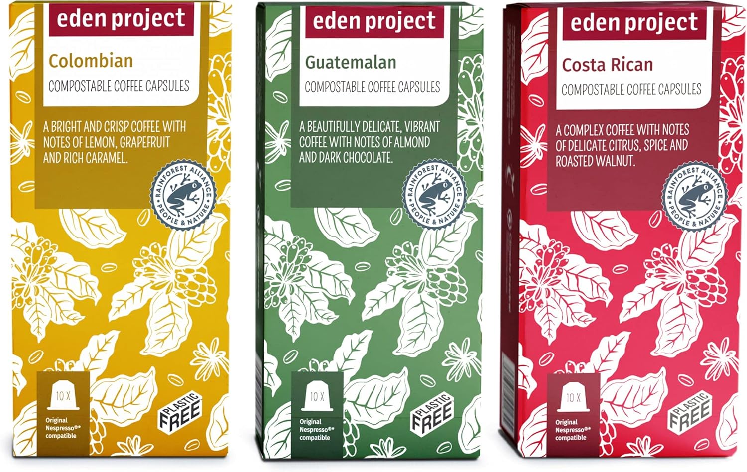 THE EDEN PROJECT 30 Single Origins Mixed Selection Pack - 100% Arabica Coffee Pods - Compatible with Nespresso Original coffee machines - Climate Neutral - 3 x 10 packs of Home Compostable Capsules